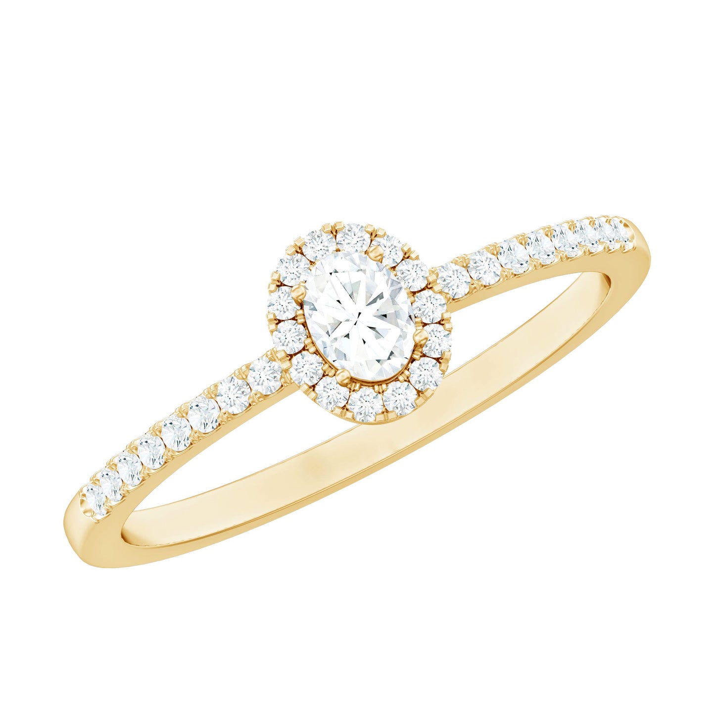 Certified Natural Diamond Oval Engagement Ring with Halo