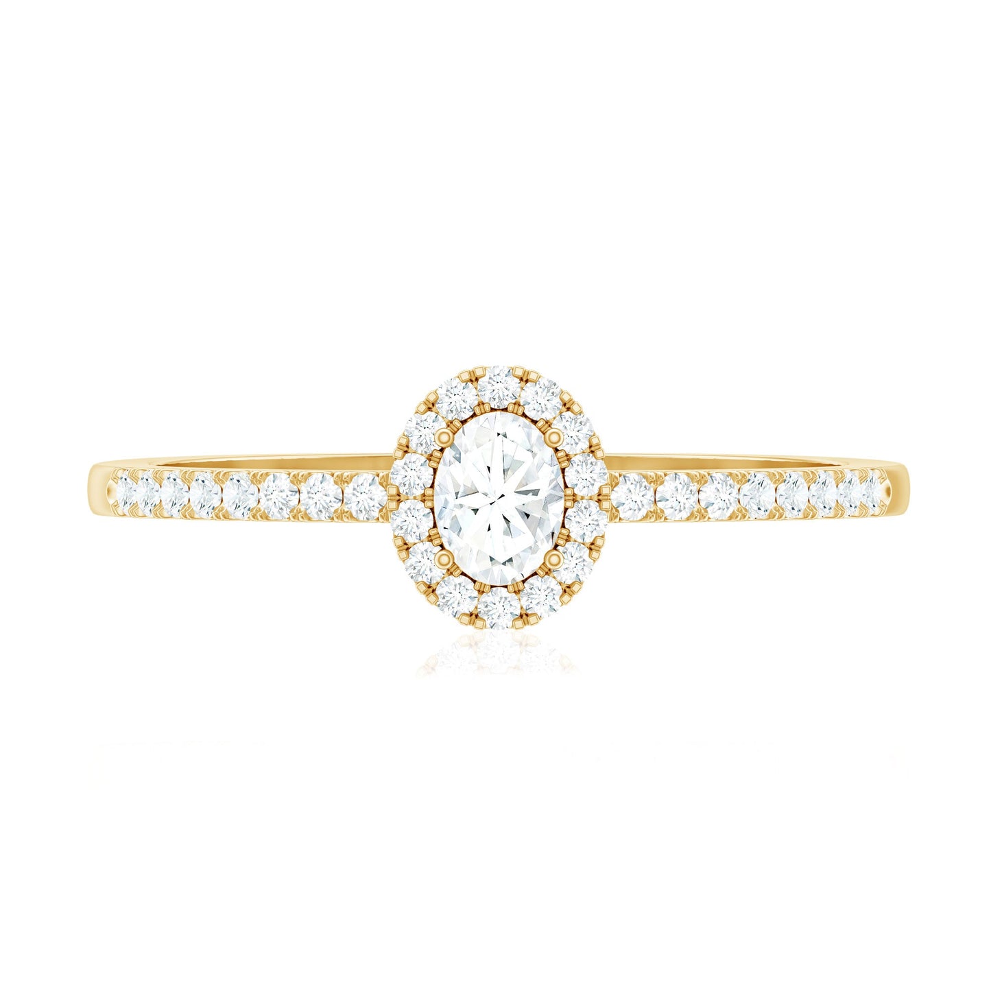 Certified Natural Diamond Oval Engagement Ring with Halo