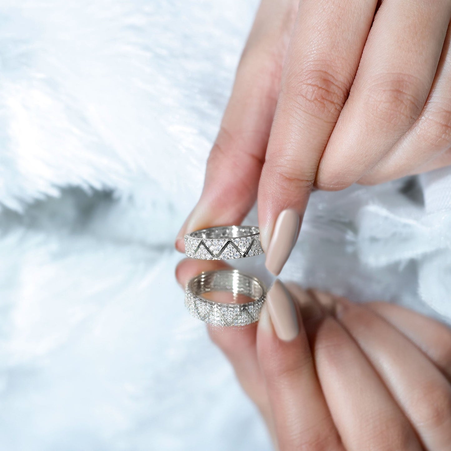 Certified Moissanite Wide Eternity Band Ring