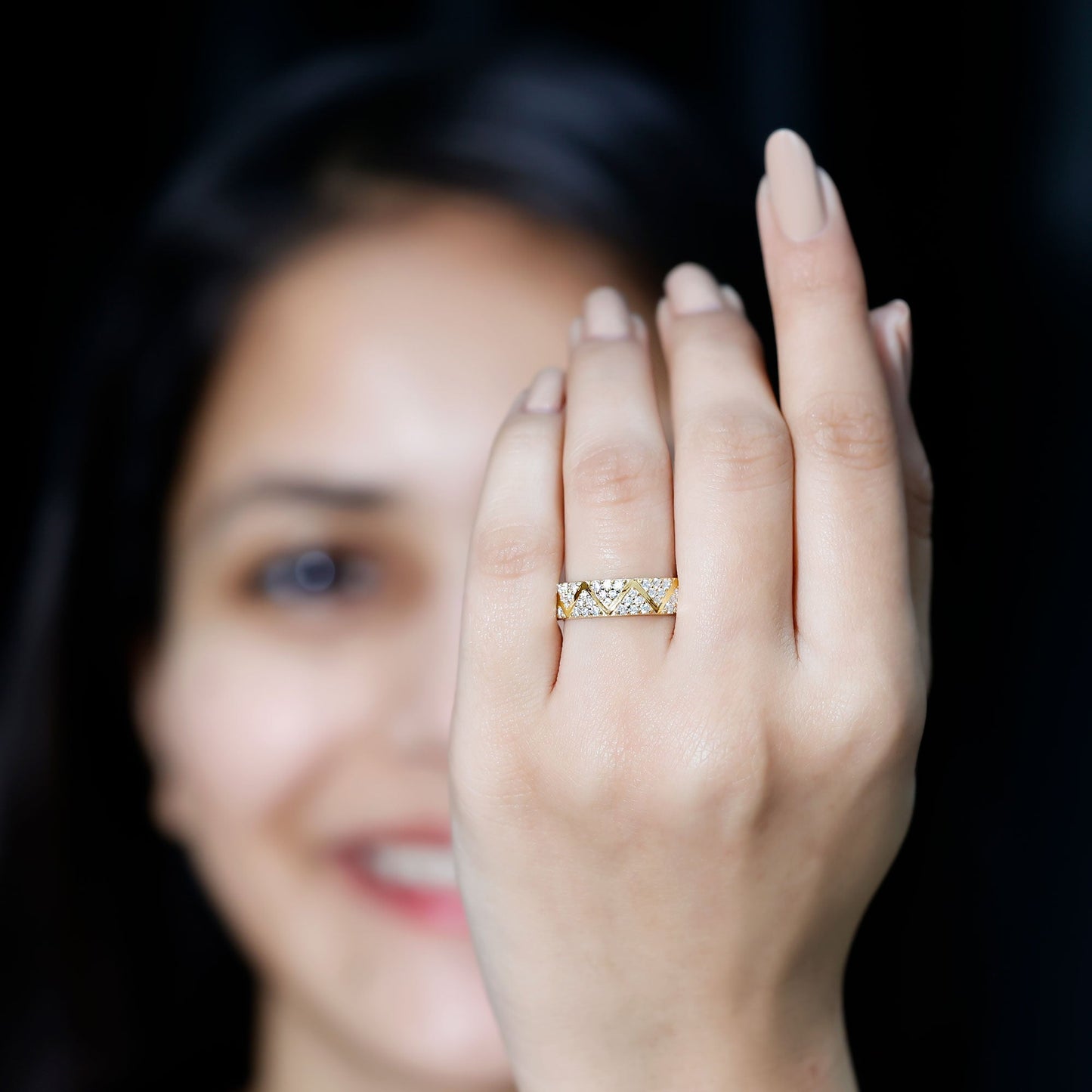Certified Moissanite Wide Eternity Band Ring