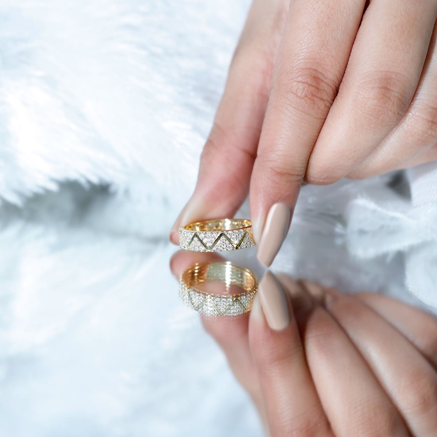 Certified Moissanite Wide Eternity Band Ring