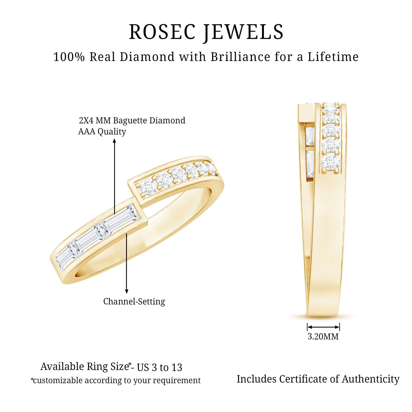 Natural Diamond Anniversary Band Ring with Certificate