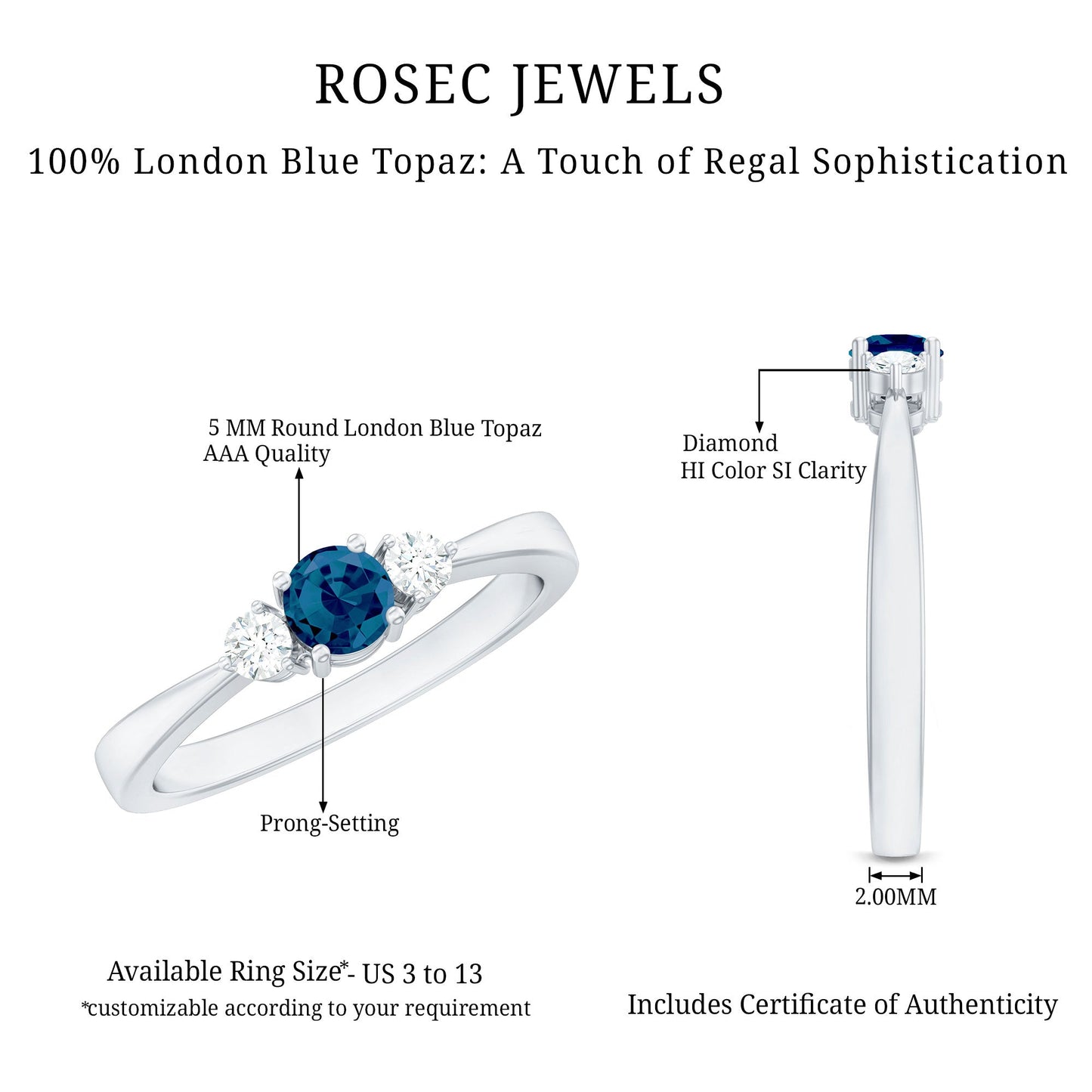 0.6 Carat London Blue Topaz Proposal Ring with Diamond