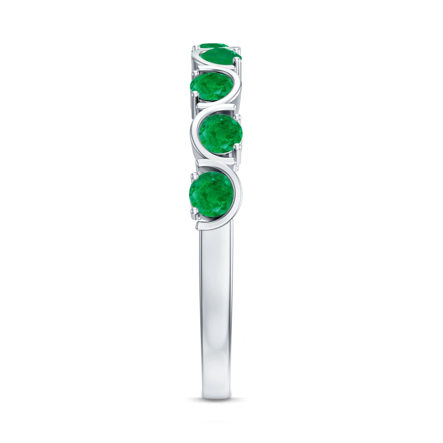 Natural Green Emerald Half Eternity Stackable Ring