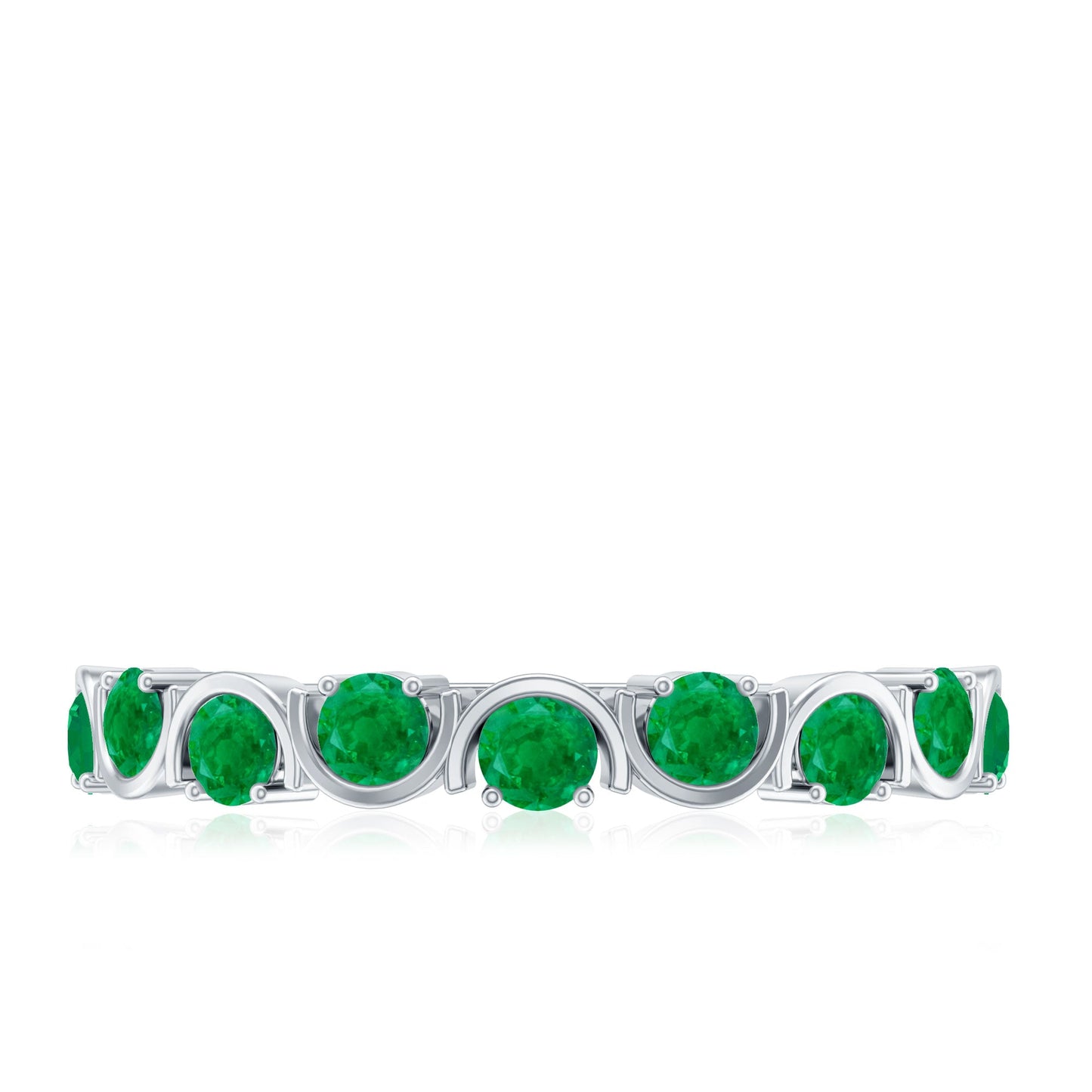 Natural Green Emerald Half Eternity Stackable Ring