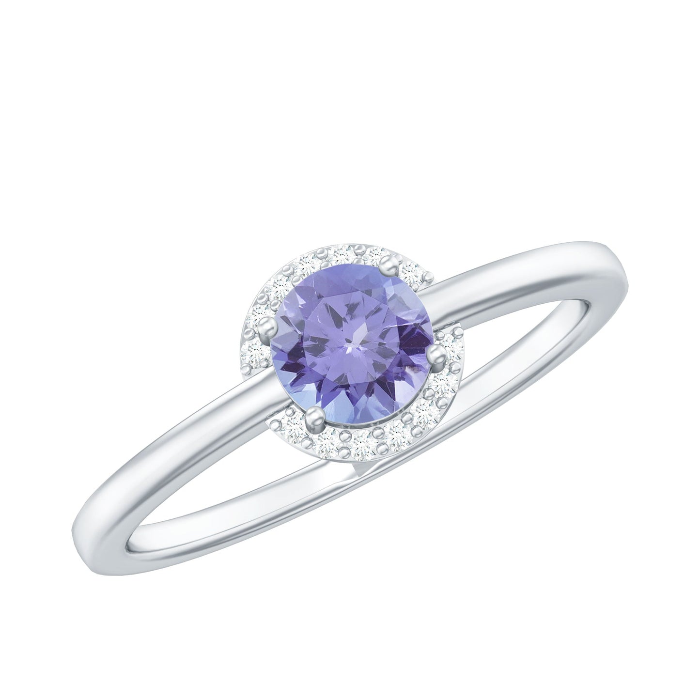 Natural Tanzanite Engagement Ring with Diamond Halo