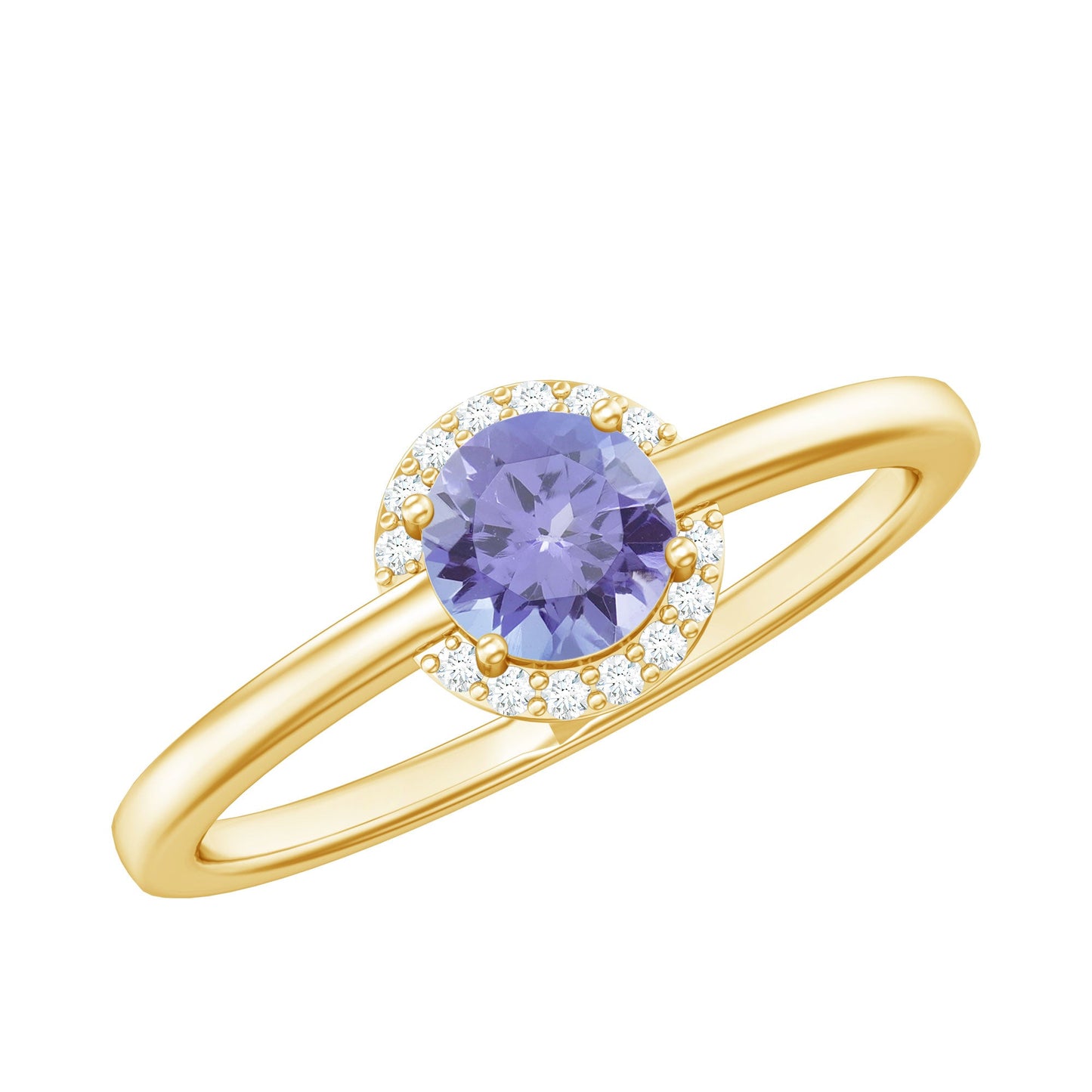 Natural Tanzanite Engagement Ring with Diamond Halo