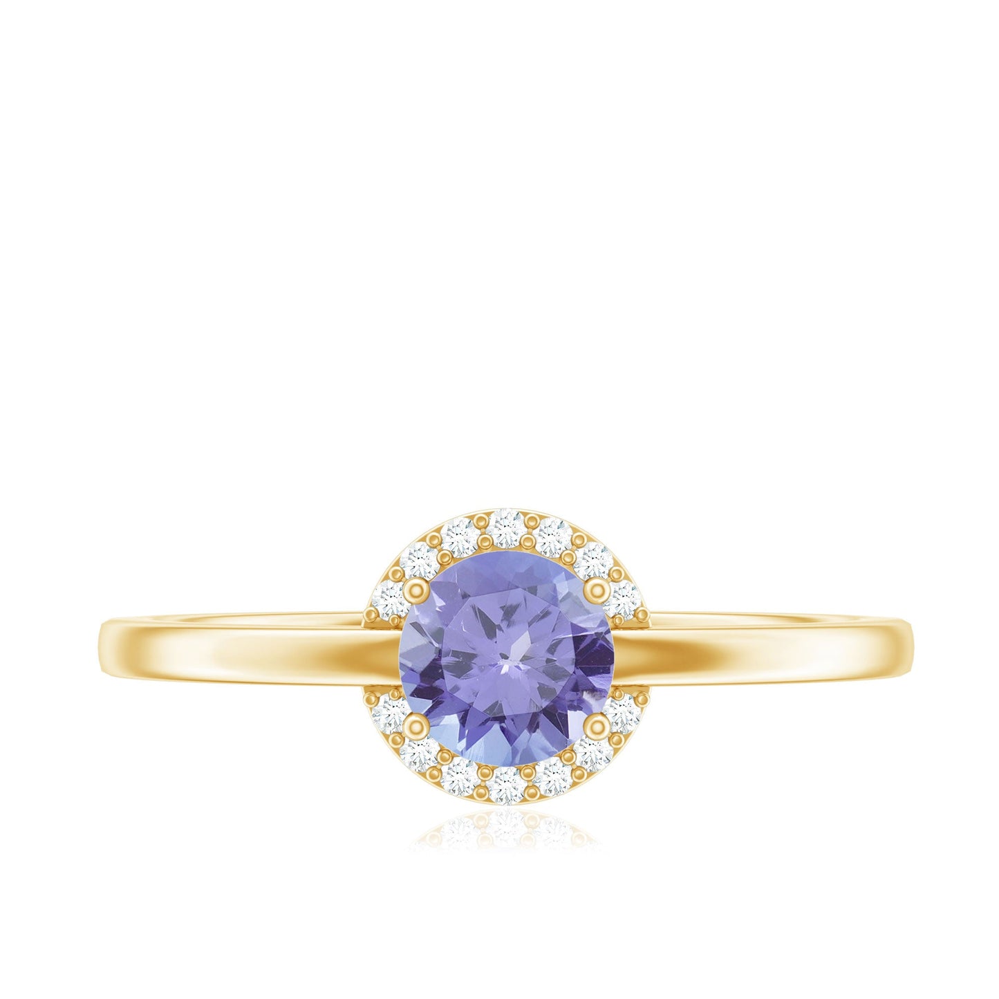Natural Tanzanite Engagement Ring with Diamond Halo