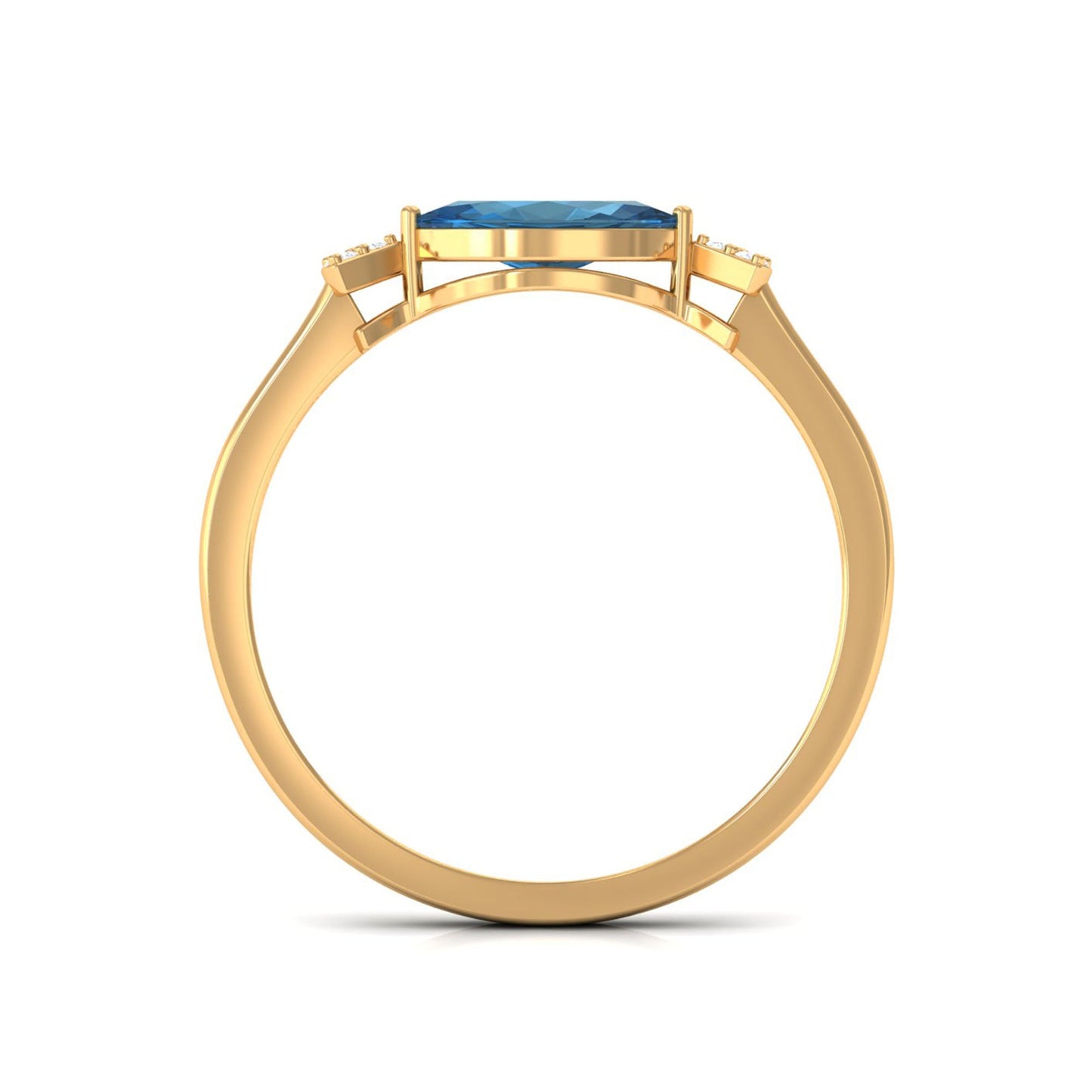 0.7 Carat Marquise cut London Blue Topaz East West Promise Ring with Diamond