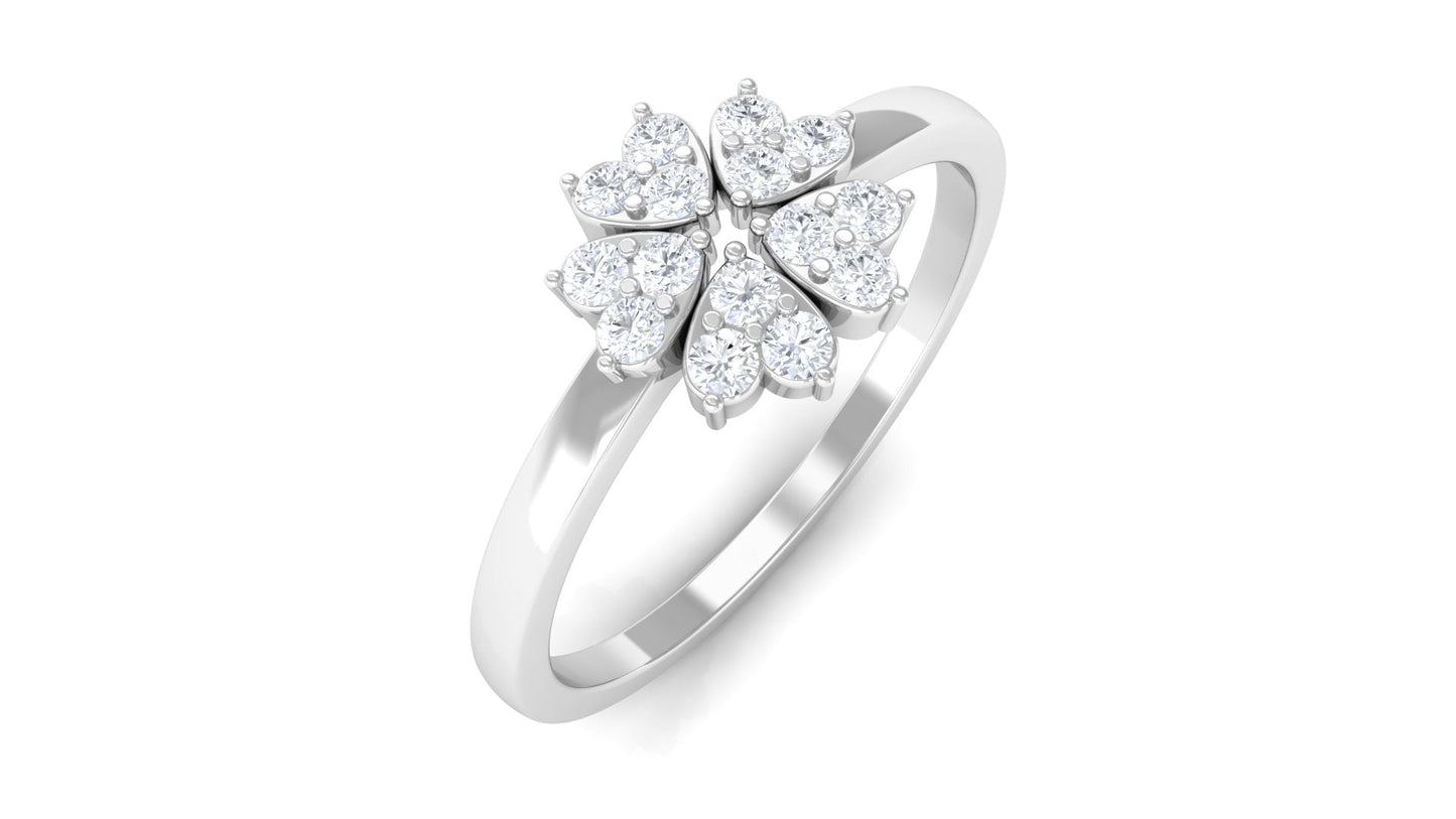 Natural Diamond Flower Promise Ring