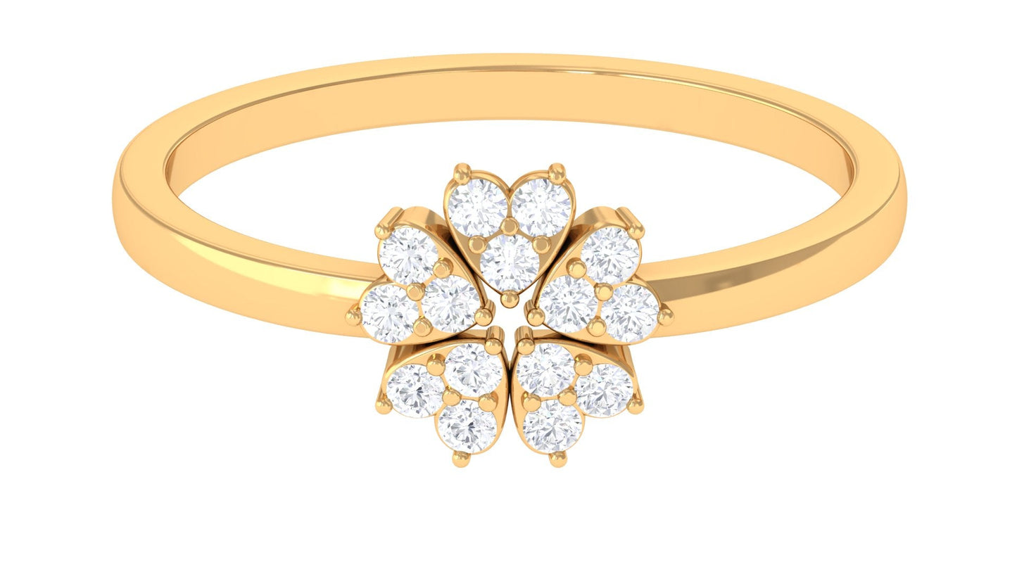 Natural Diamond Flower Promise Ring
