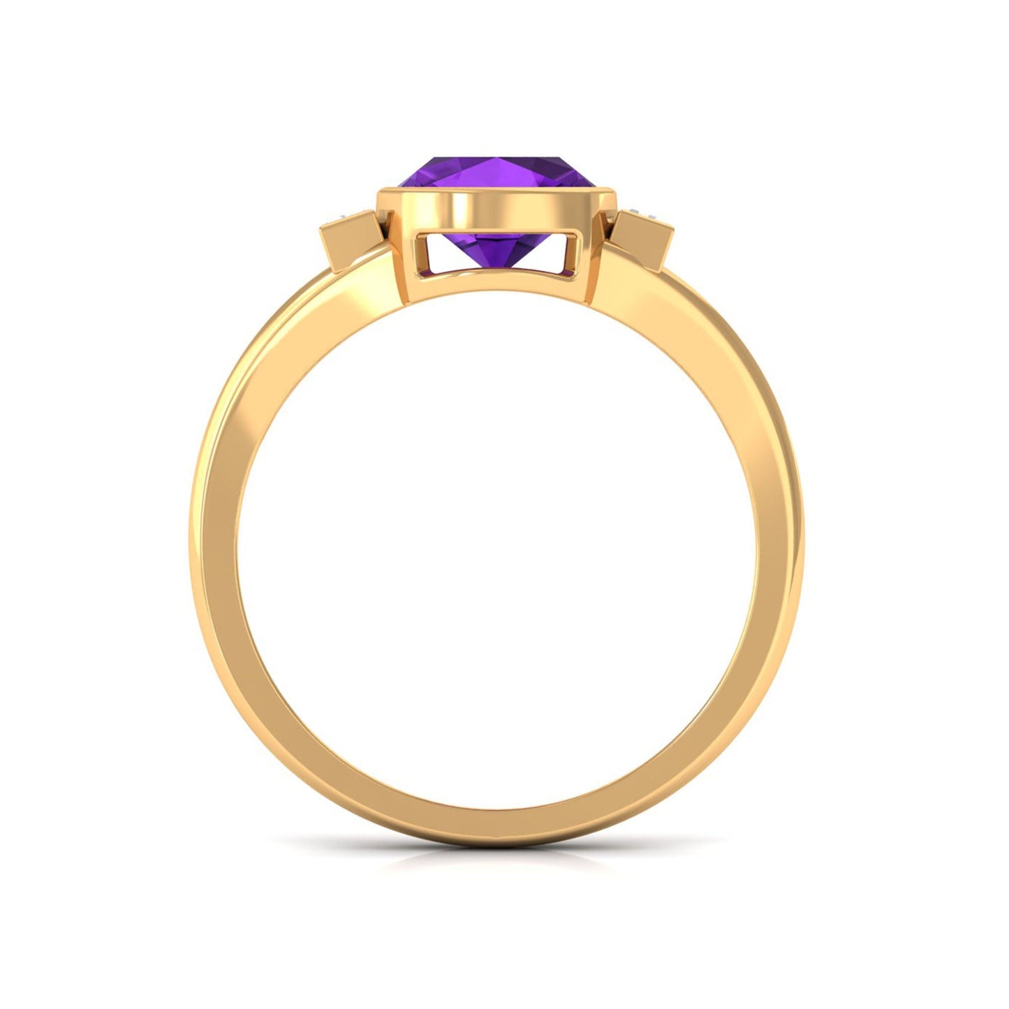 Genuine 2 Carat Amethyst Cushion Cut Engagement Ring with Diamond