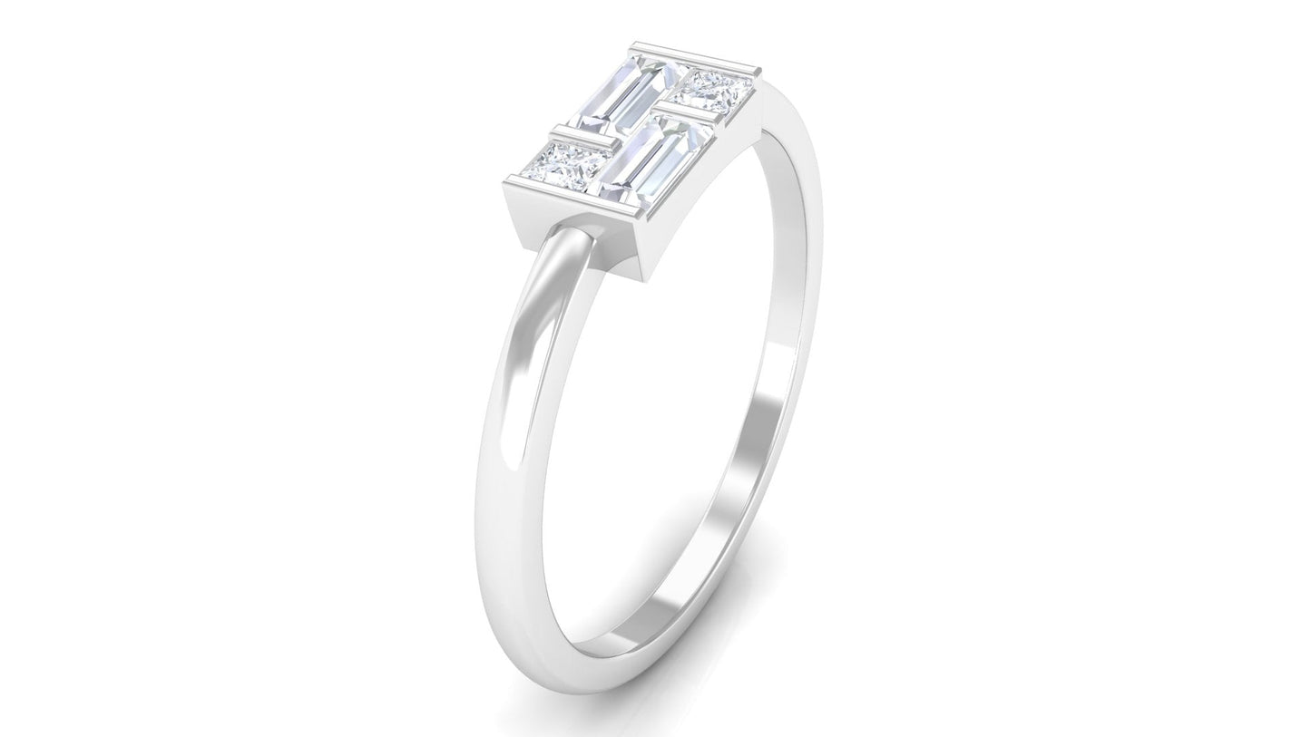 Certified Natural Diamond Promise Ring in East West Style
