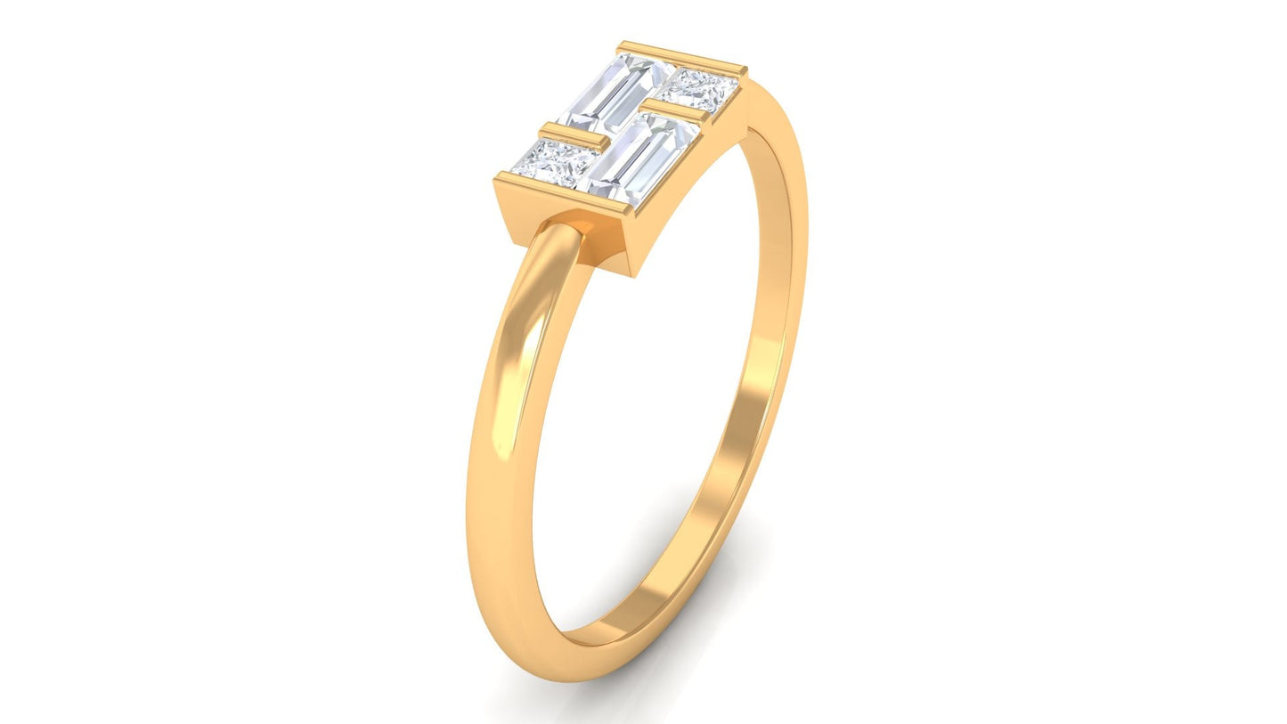 Certified Natural Diamond Promise Ring in East West Style