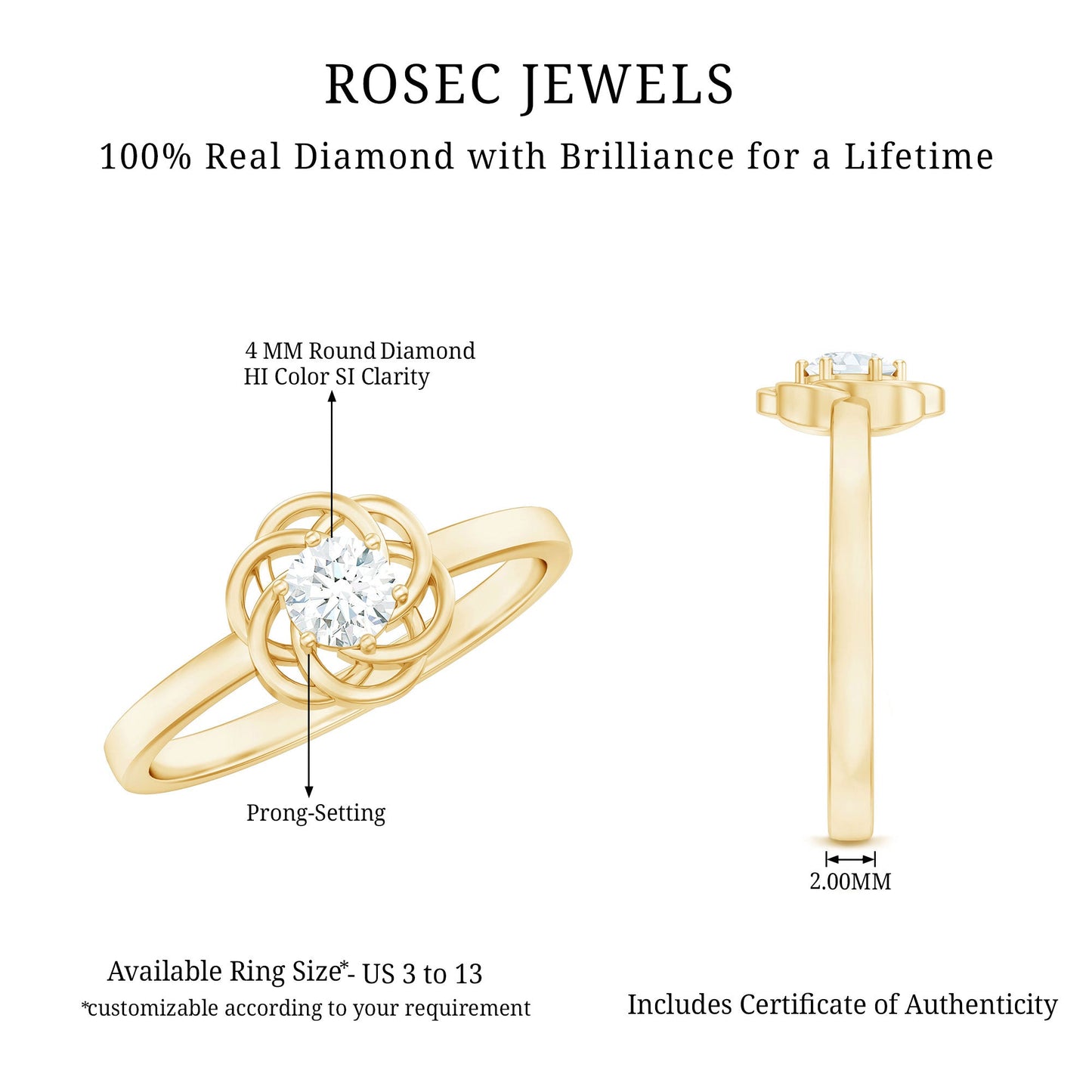Nature Inspired Diamond Cute Promise Ring with Certificate