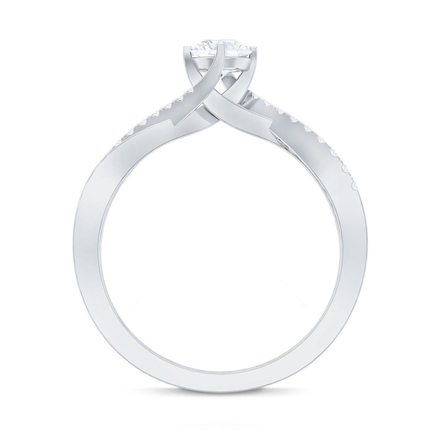 Minimal Diamond Engagement Ring with Crossover Shank