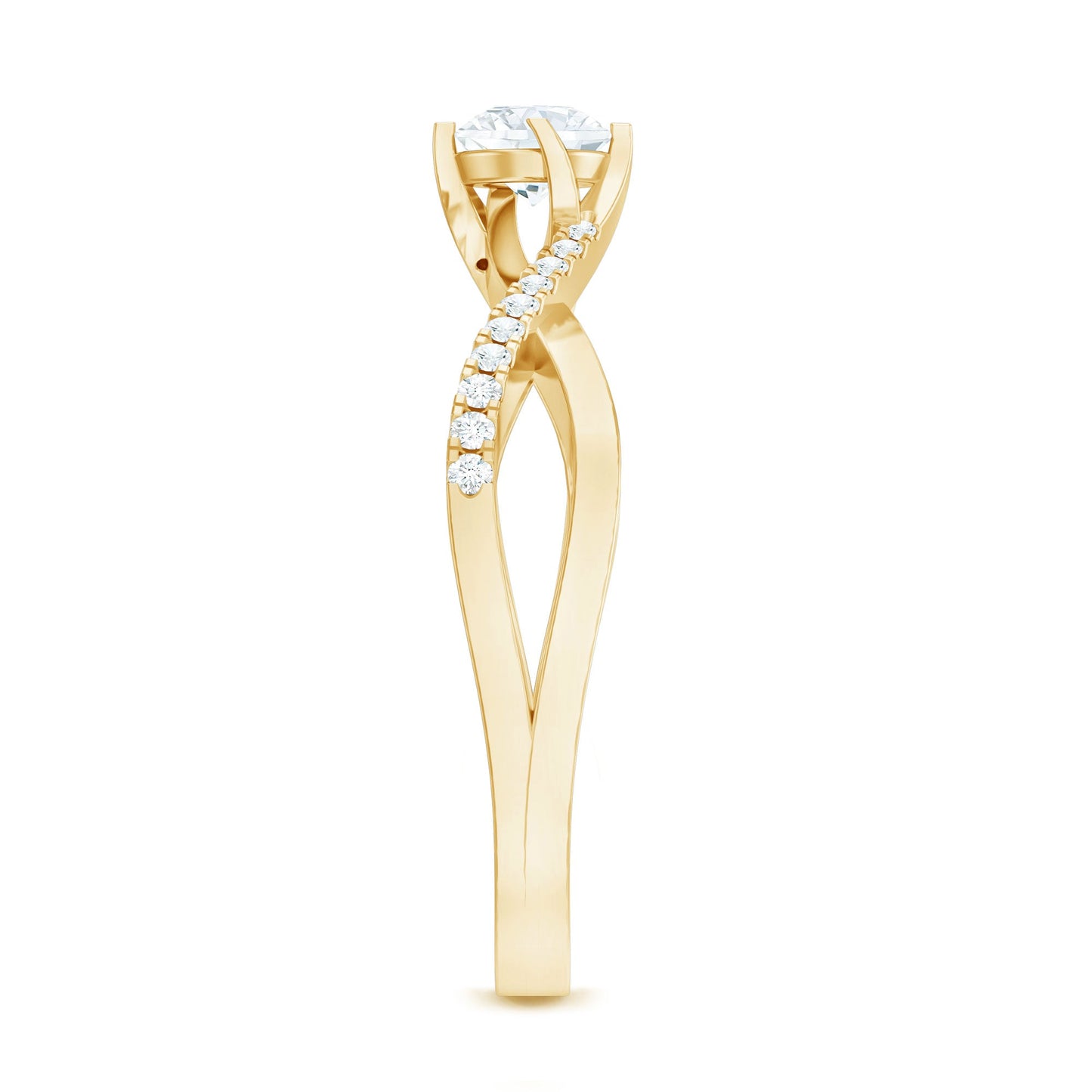 Minimal Diamond Engagement Ring with Crossover Shank