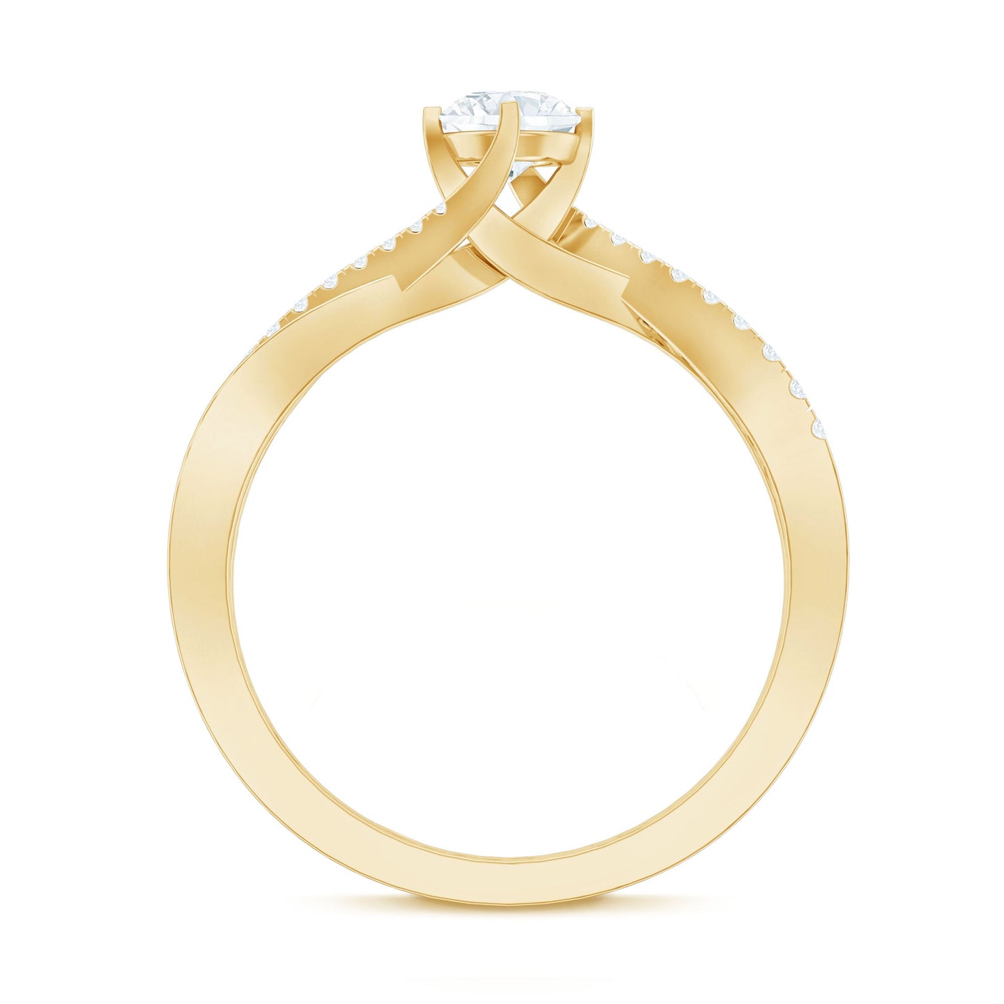 Minimal Diamond Engagement Ring with Crossover Shank