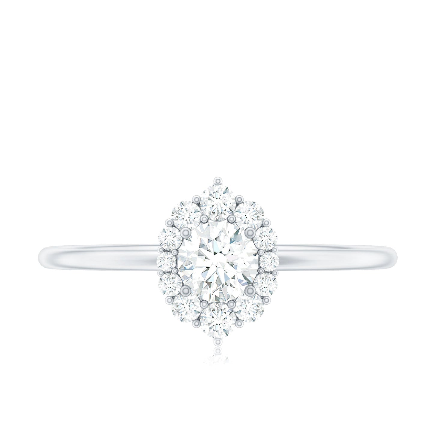 Minimal Real Diamond Engagement Ring with Halo
