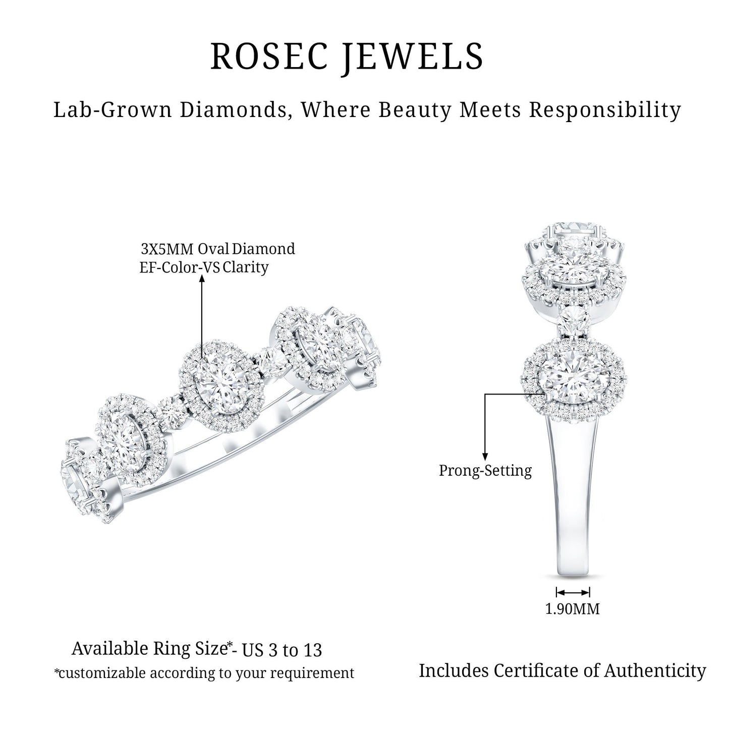 Designer Lab Grown Diamond Half Eternity Wedding Band Ring
