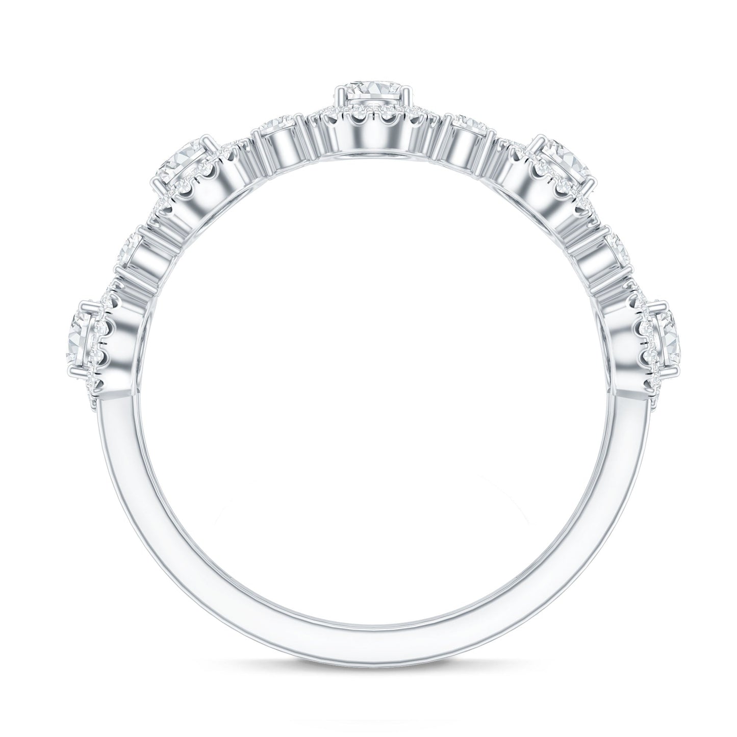 Designer Lab Grown Diamond Half Eternity Wedding Band Ring