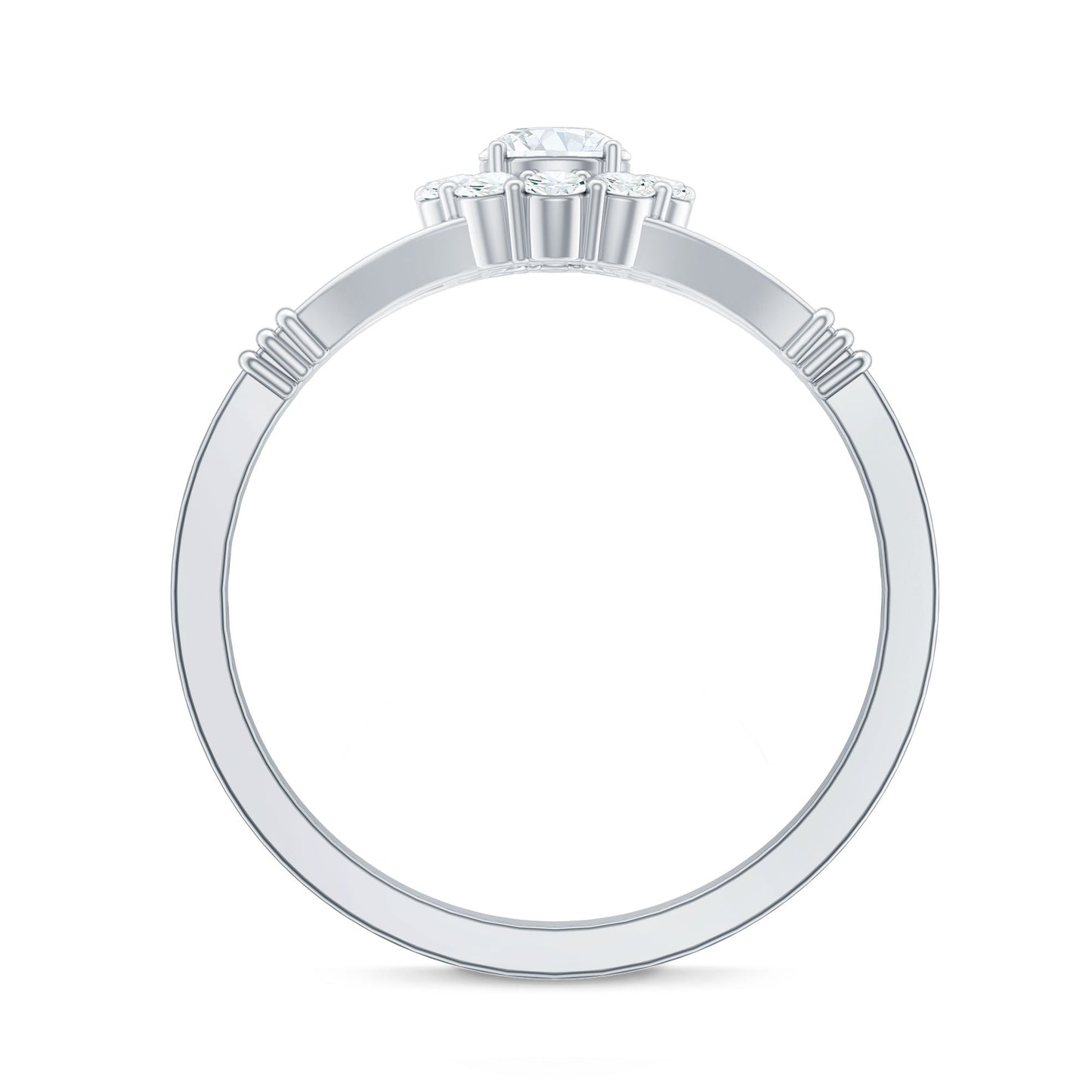 Natural Diamond Halo Engagement Ring with Split Shank