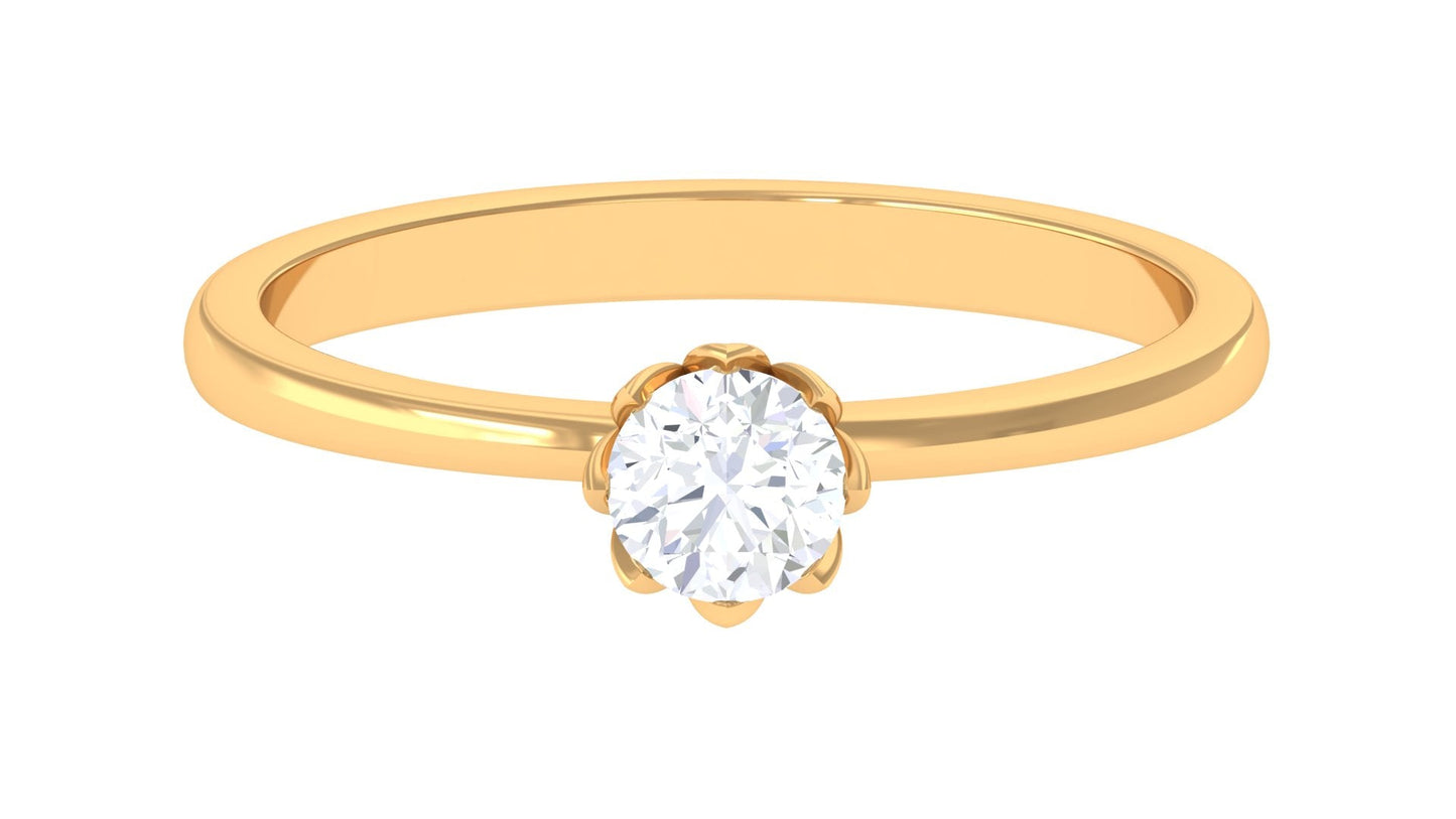 Natural Diamond Solitaire Promise Ring For Women
