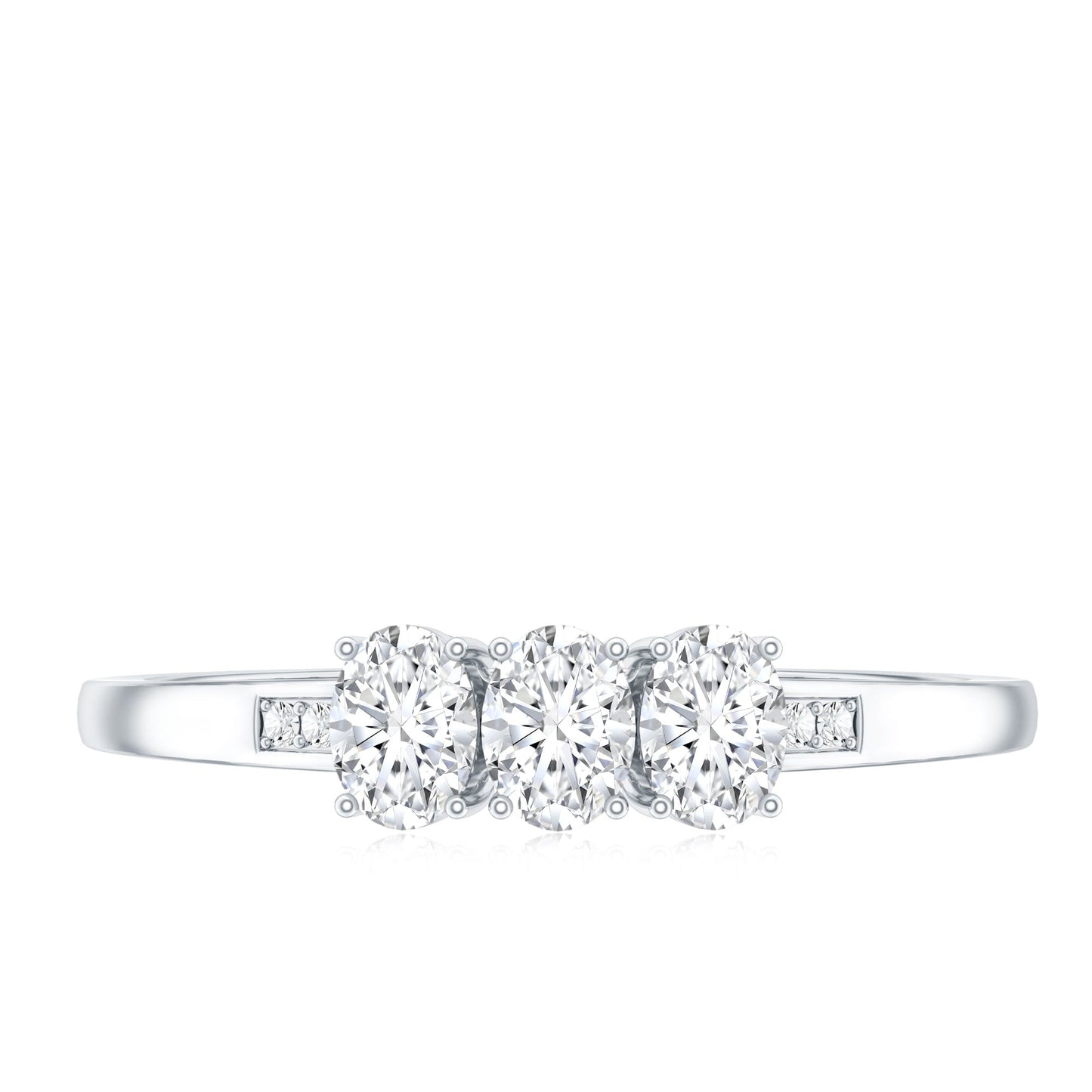 Lab Grown Oval Diamond 3 Stone Engagement Ring