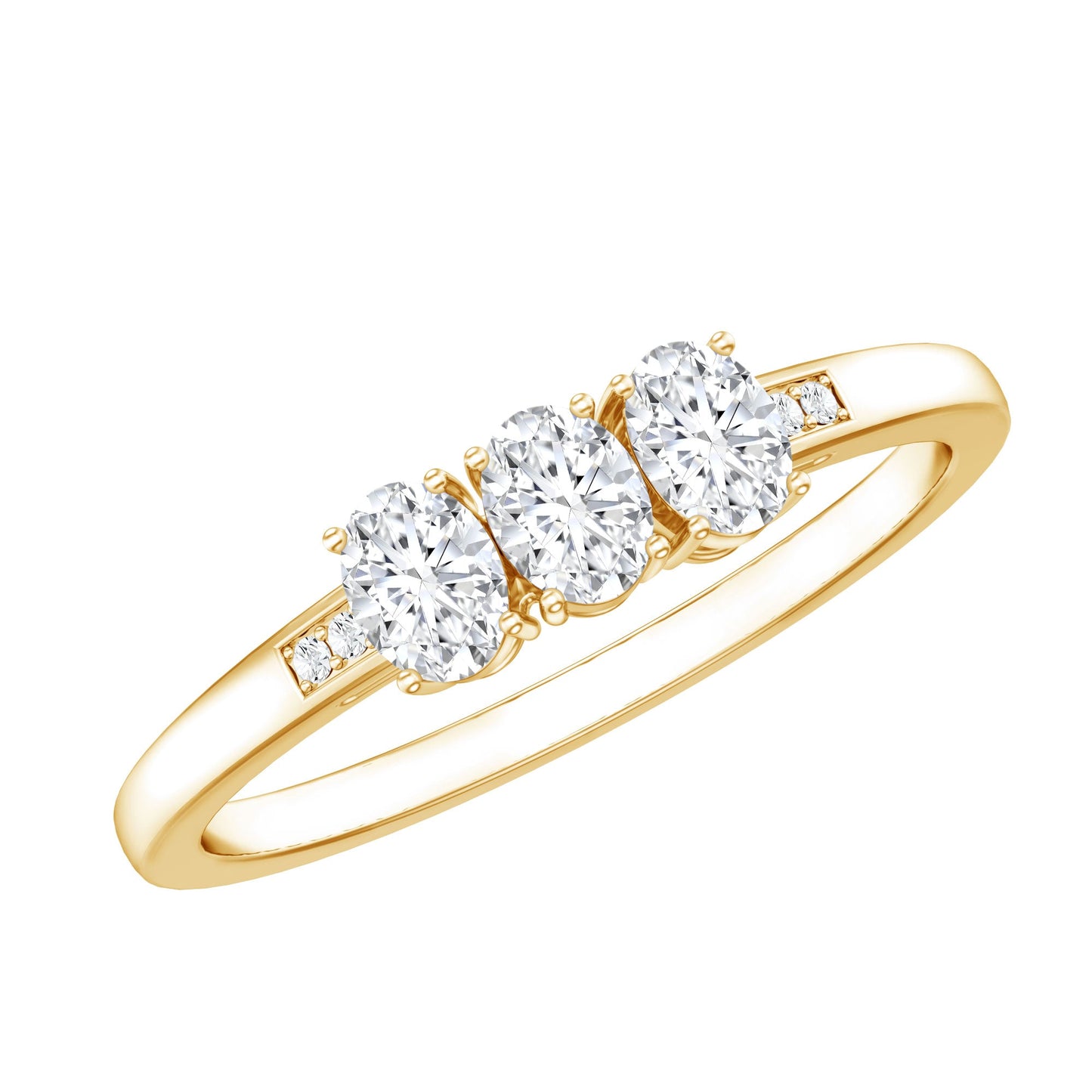 Lab Grown Oval Diamond 3 Stone Engagement Ring