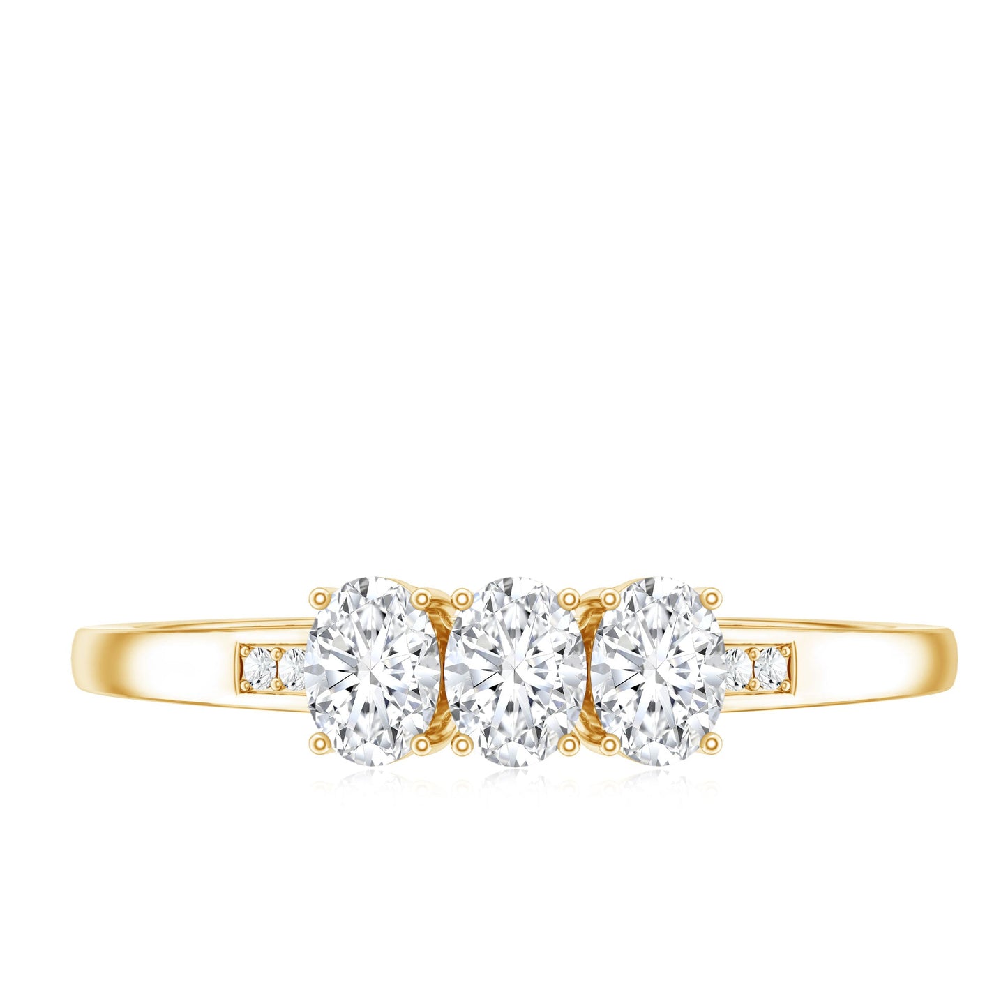 Lab Grown Oval Diamond 3 Stone Engagement Ring