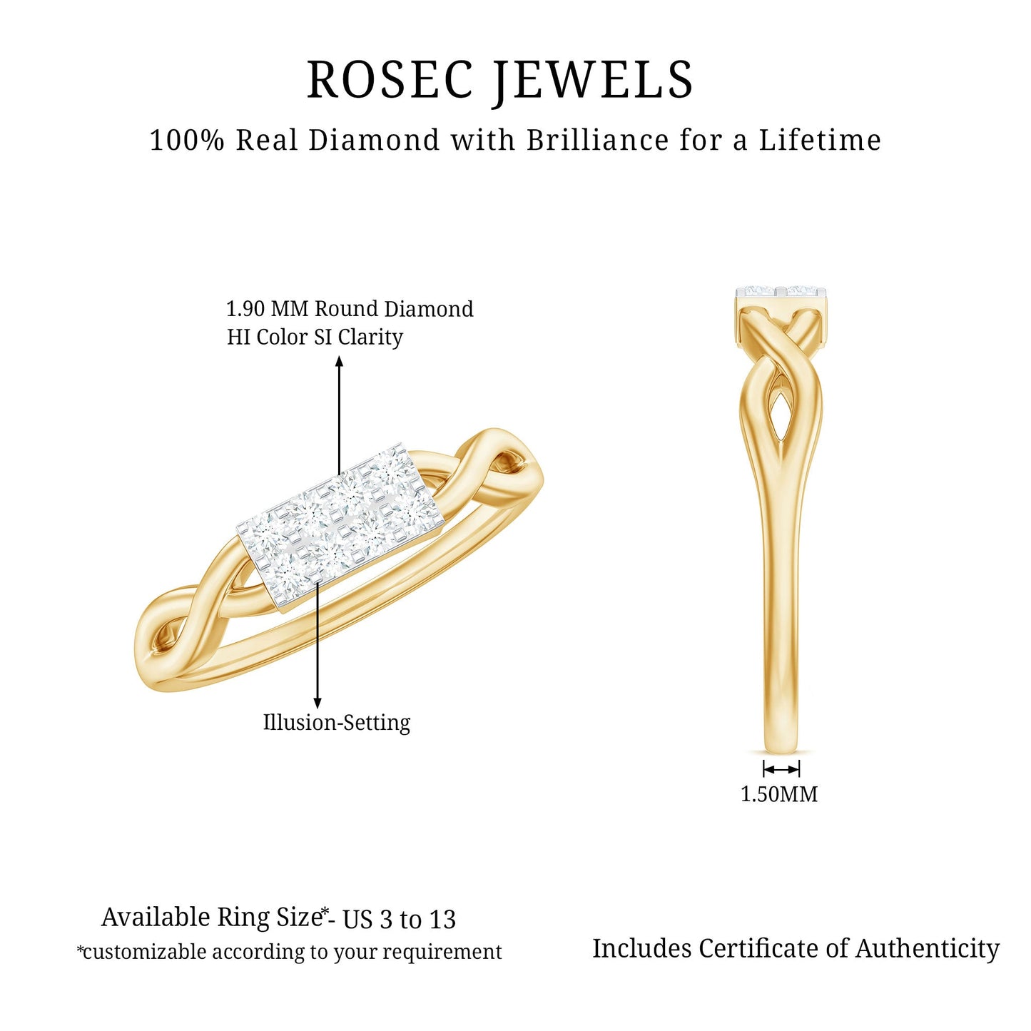 Contemporary Diamond Engagement Ring with Infinity Shank