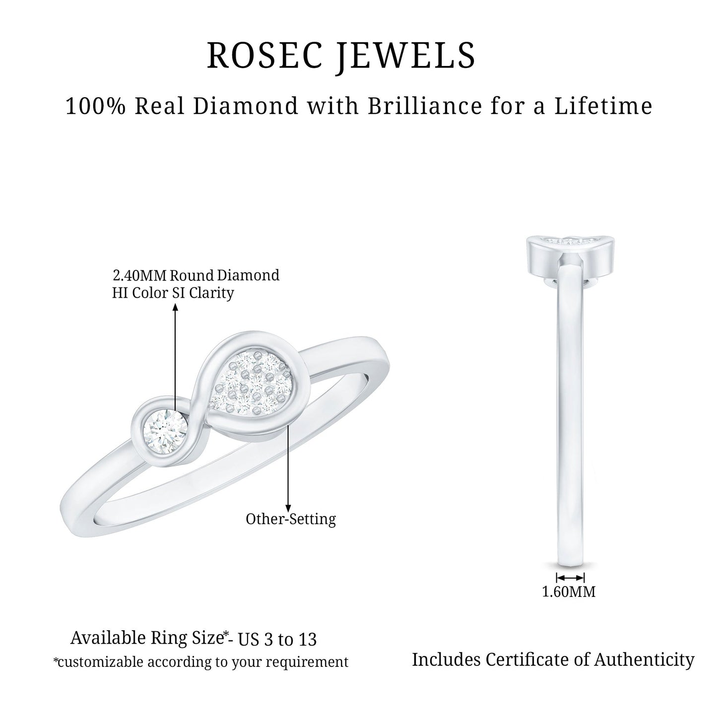 Natural Diamond Infinity Promise Ring
