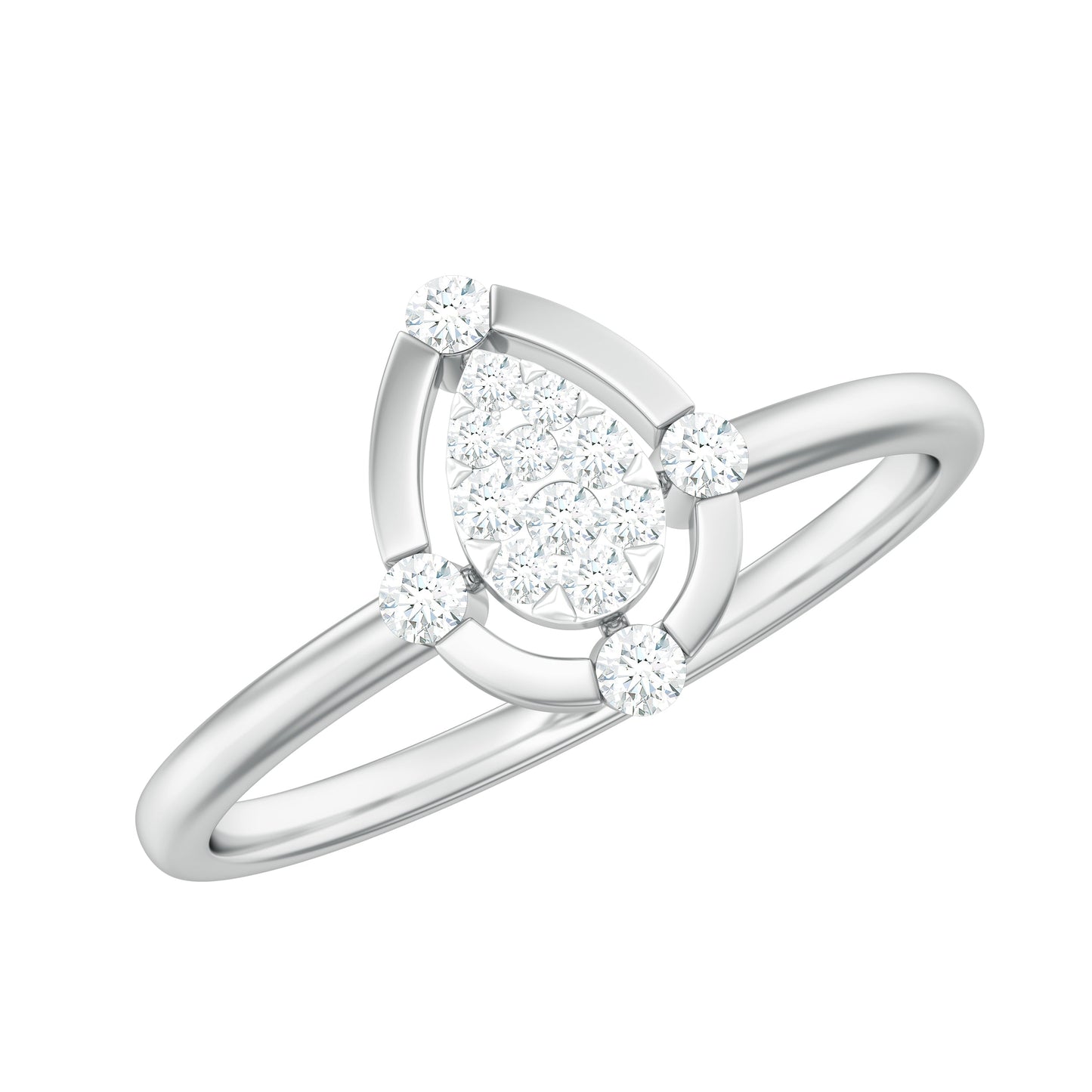 Natural Pear Shaped Diamond Cluster Engagement Ring