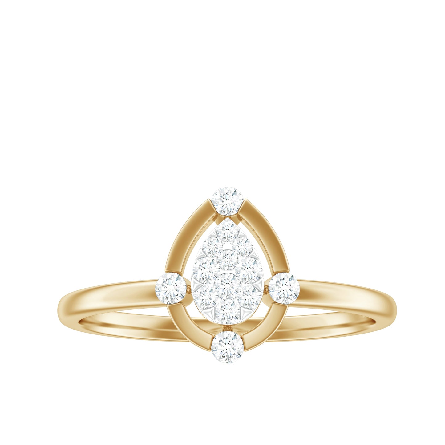 Natural Pear Shaped Diamond Cluster Engagement Ring