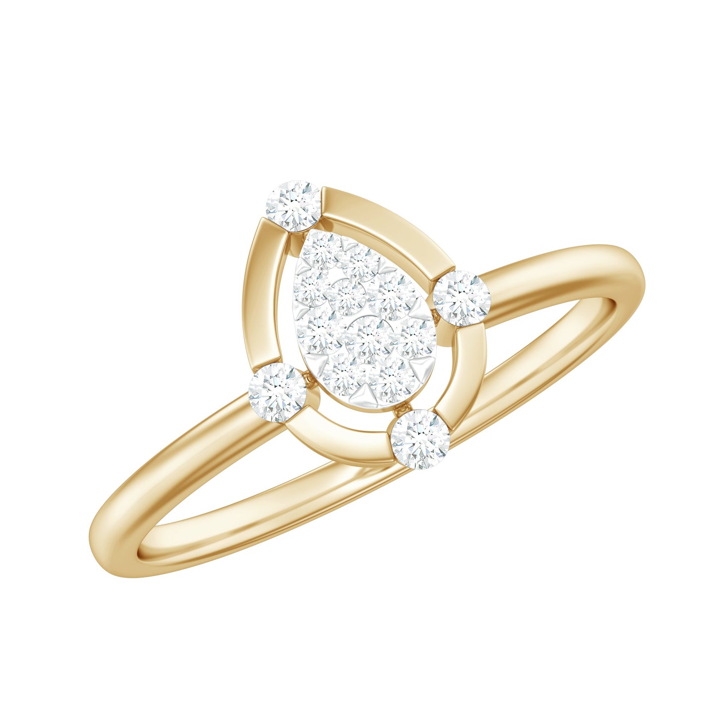 Natural Pear Shaped Diamond Cluster Engagement Ring