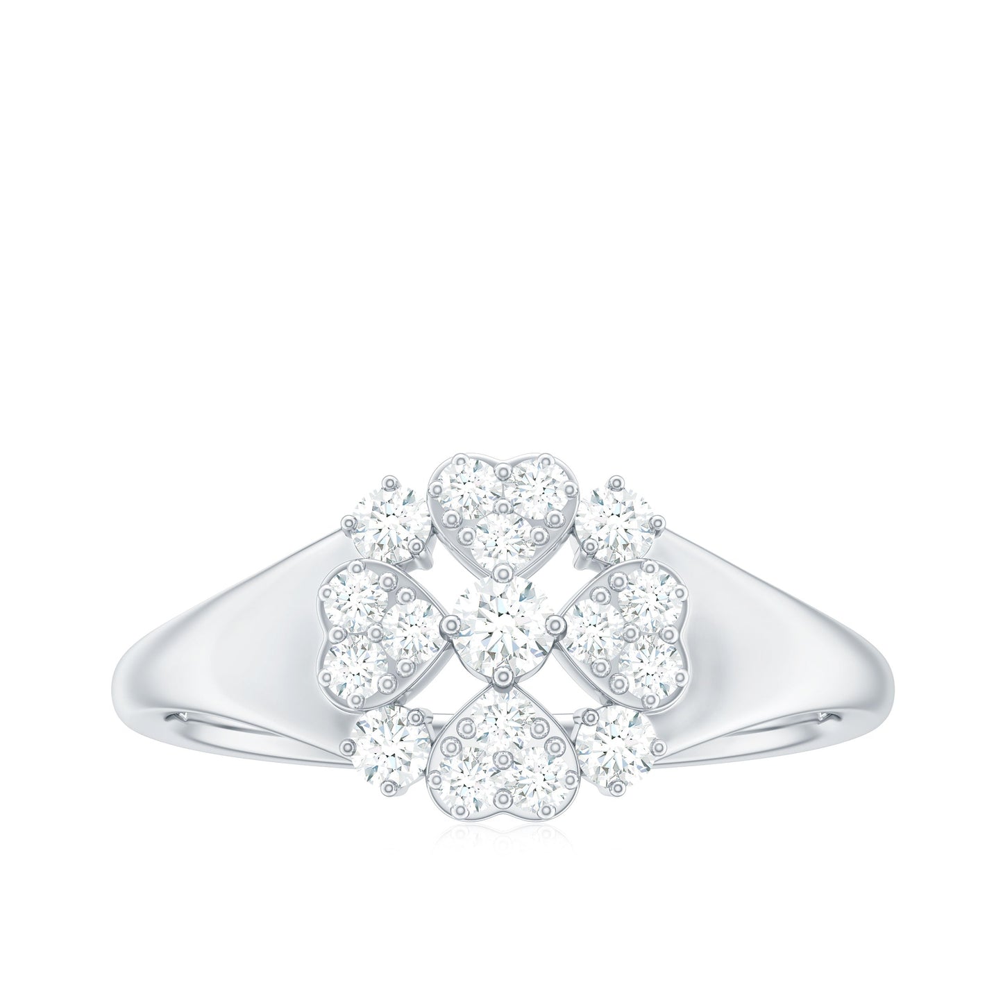 Natural Diamond Flower Engagement Ring in Illusion Set