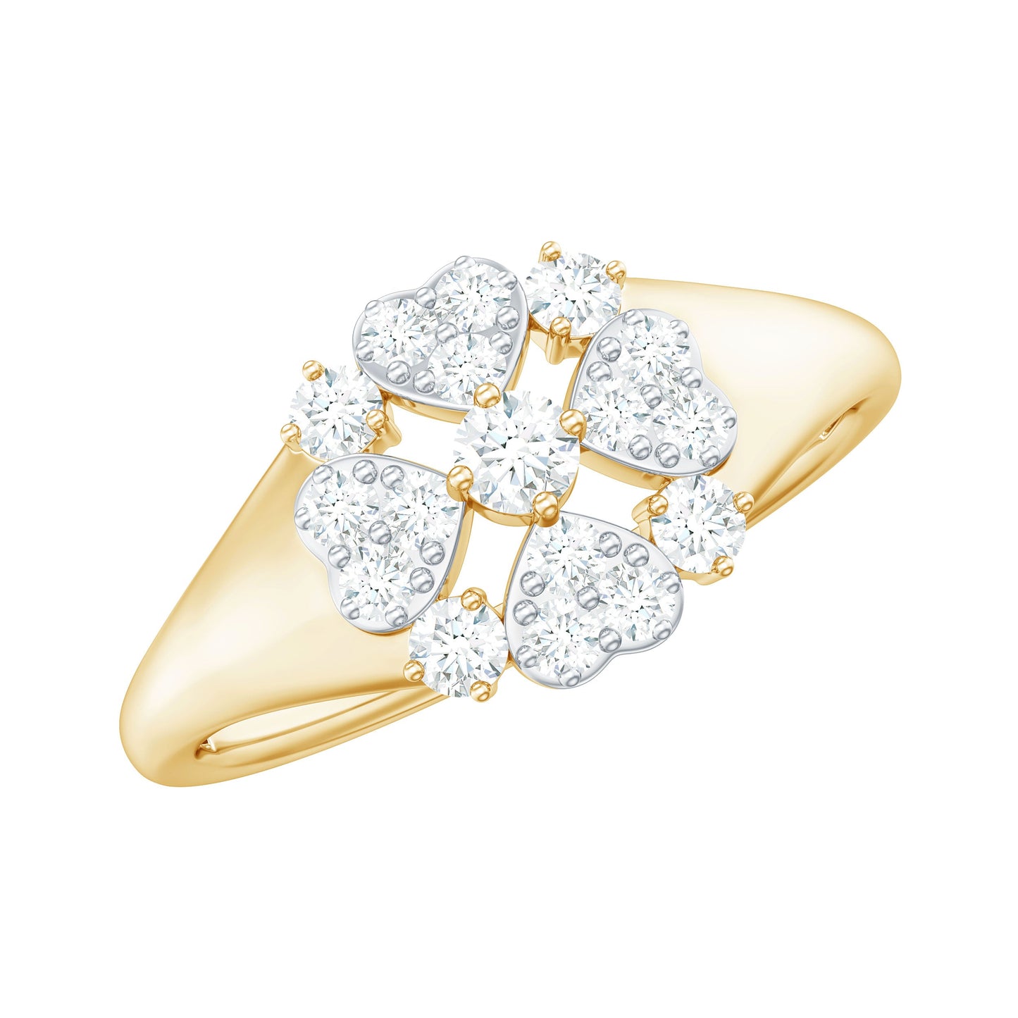Natural Diamond Flower Engagement Ring in Illusion Set