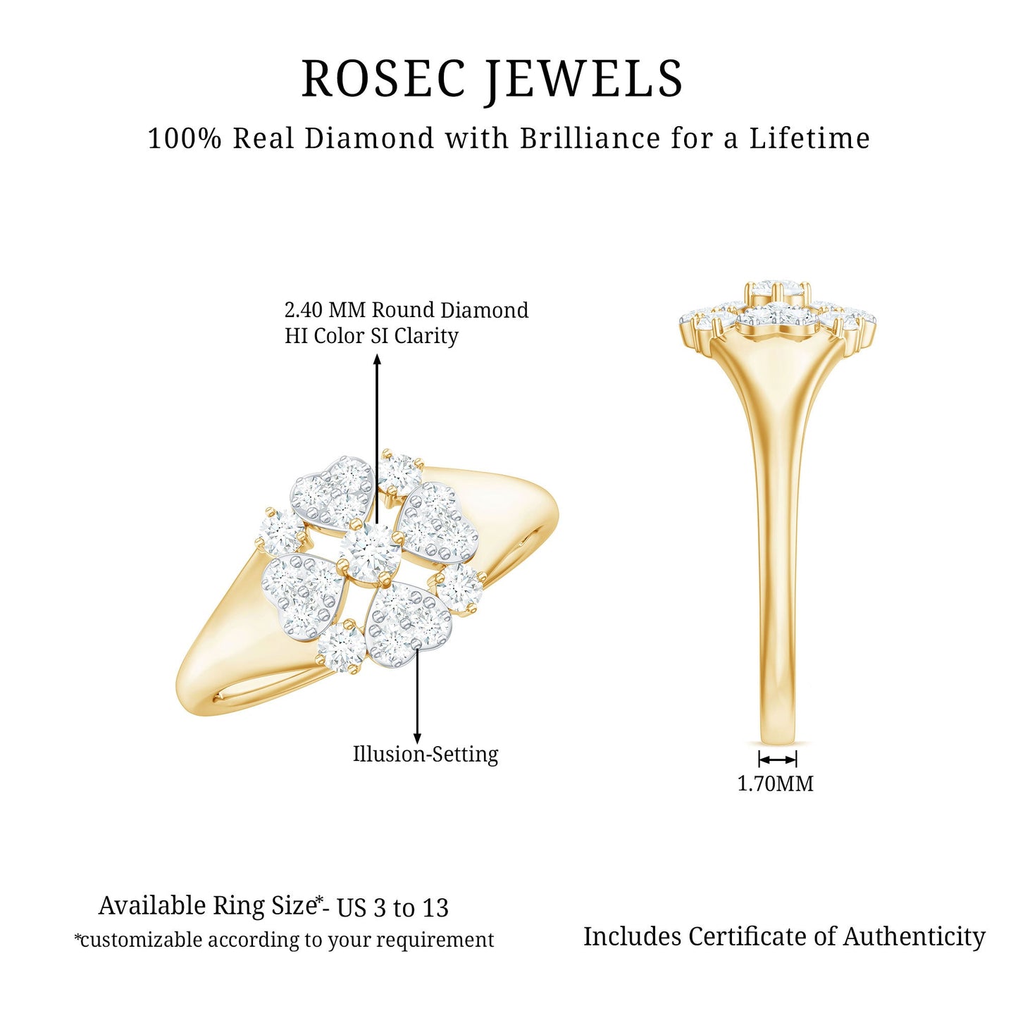 Natural Diamond Flower Engagement Ring in Illusion Set
