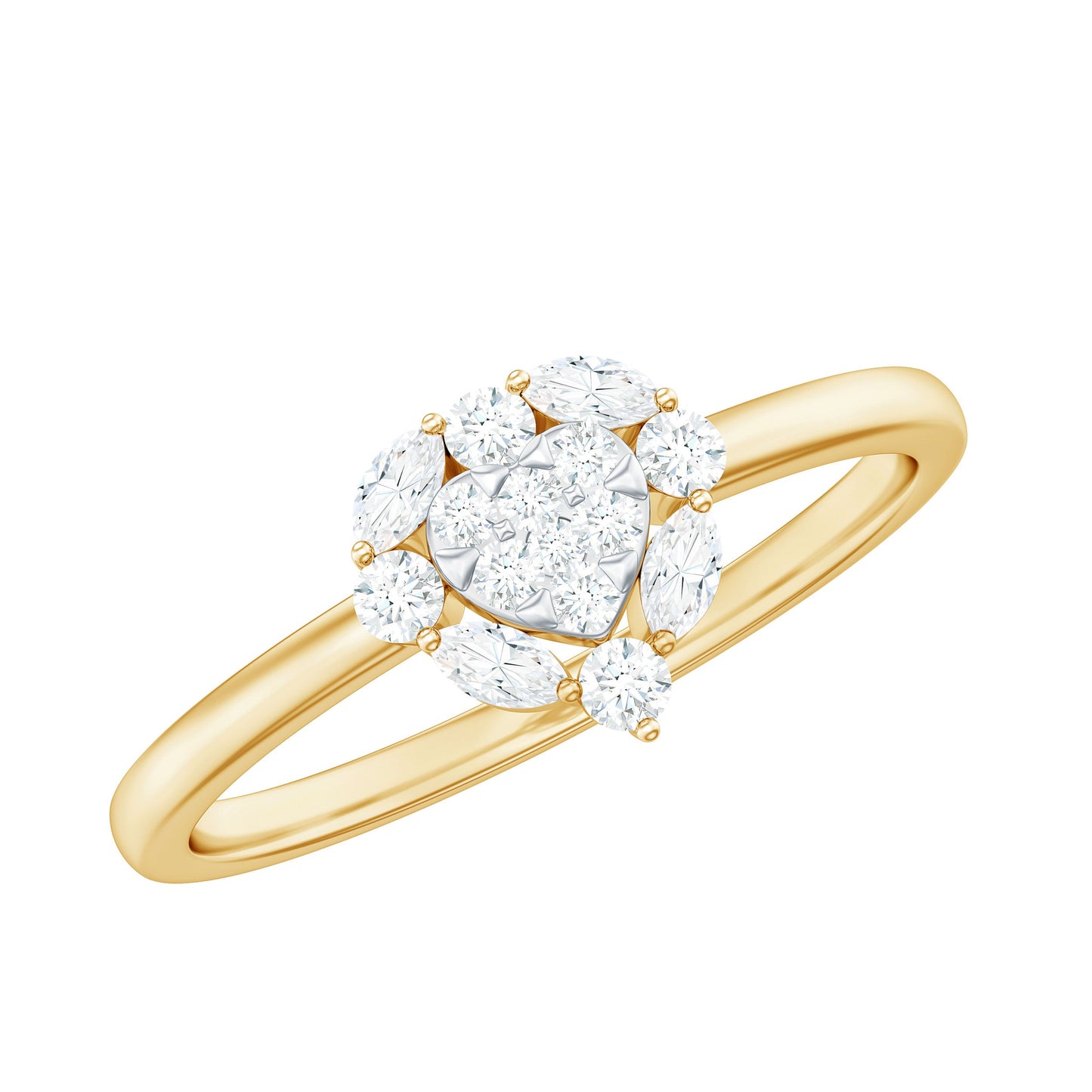 Minimal Diamond Heart Promise Ring for Valentines Day