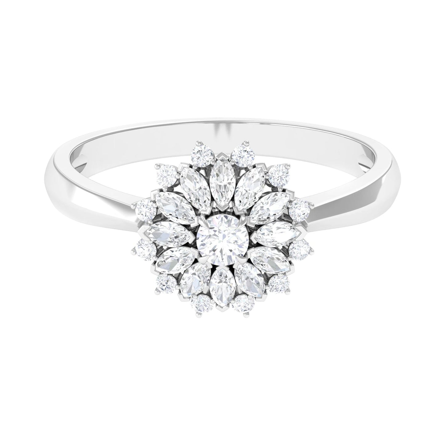 Certified Real Diamond Flower Engagement Ring