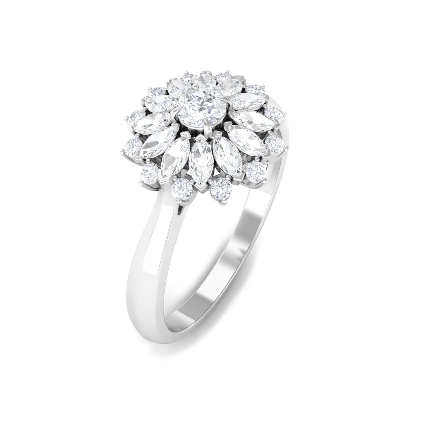 Certified Real Diamond Flower Engagement Ring