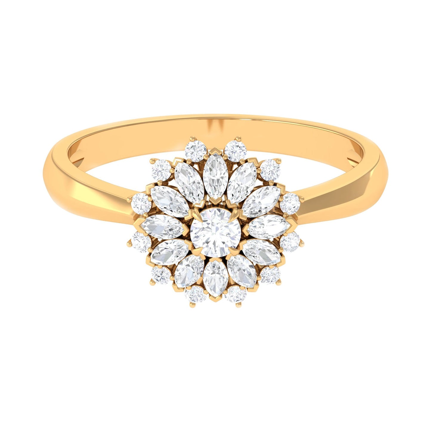Certified Real Diamond Flower Engagement Ring