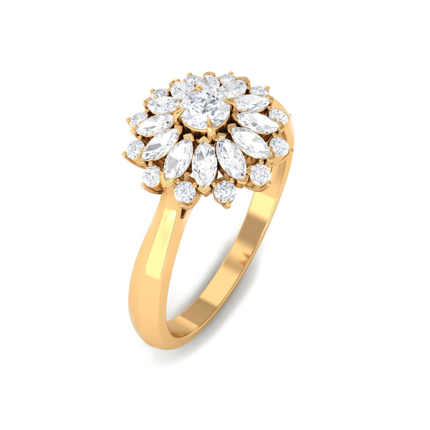 Certified Real Diamond Flower Engagement Ring