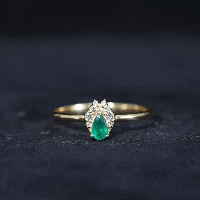 Womens Emerald and Diamond Promise Ring for Her