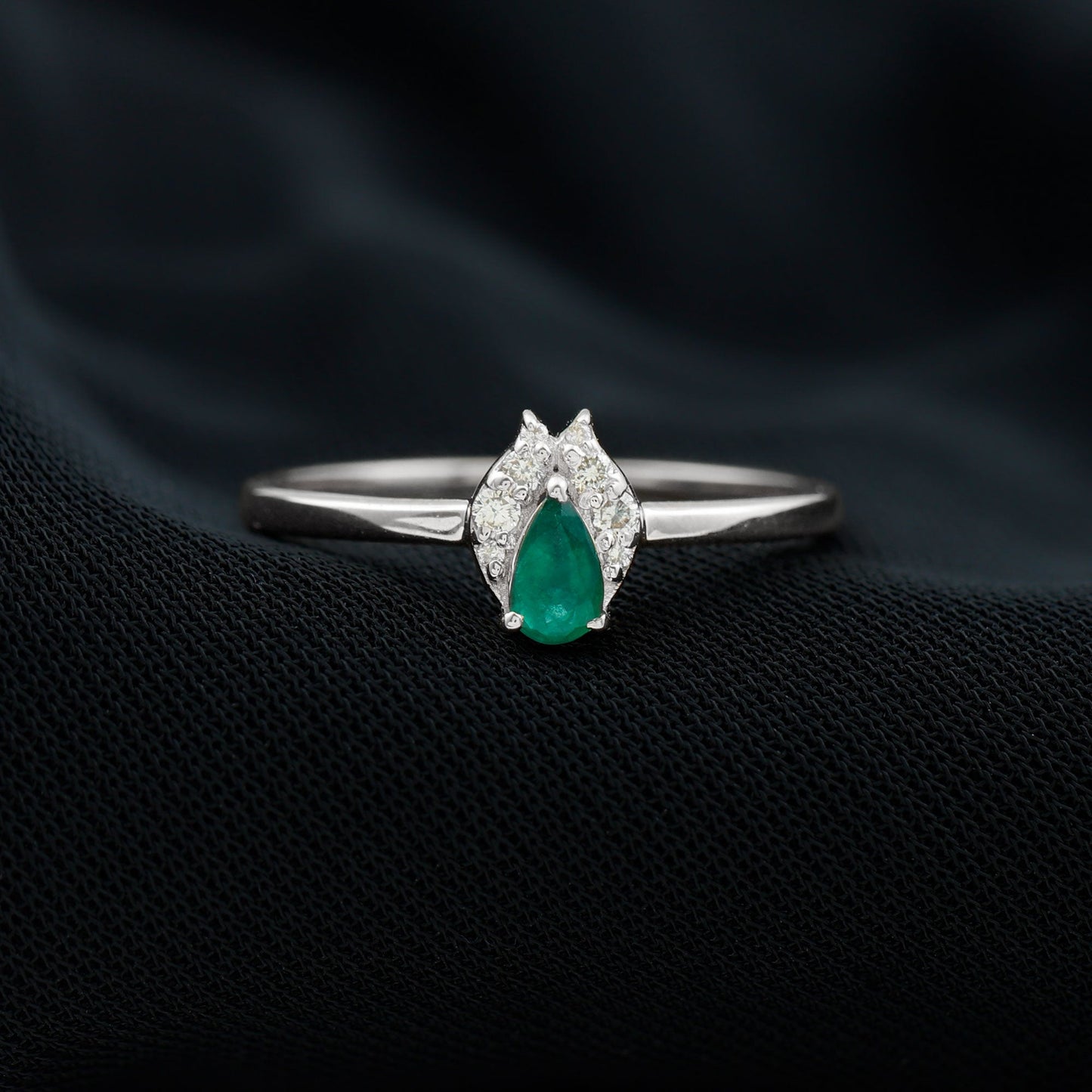 Womens Emerald and Diamond Promise Ring for Her