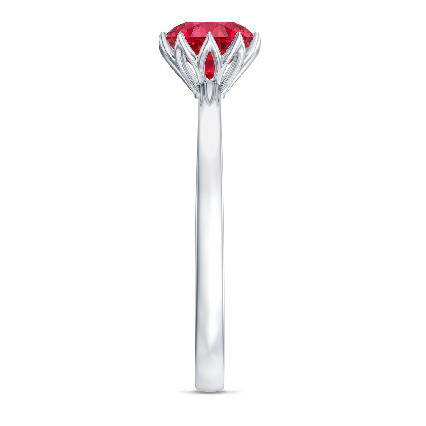 Certified 1.3 Carat Lab Grown Ruby Engagement Ring in Lotus Basket Setting
