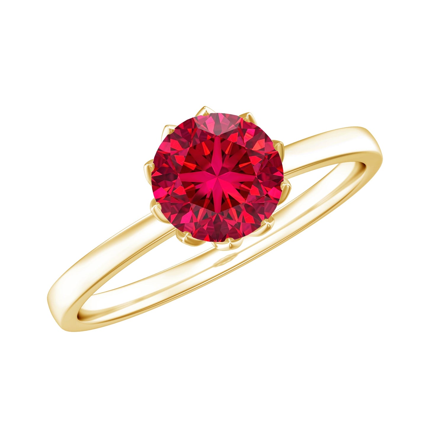 Certified 1.3 Carat Lab Grown Ruby Engagement Ring in Lotus Basket Setting