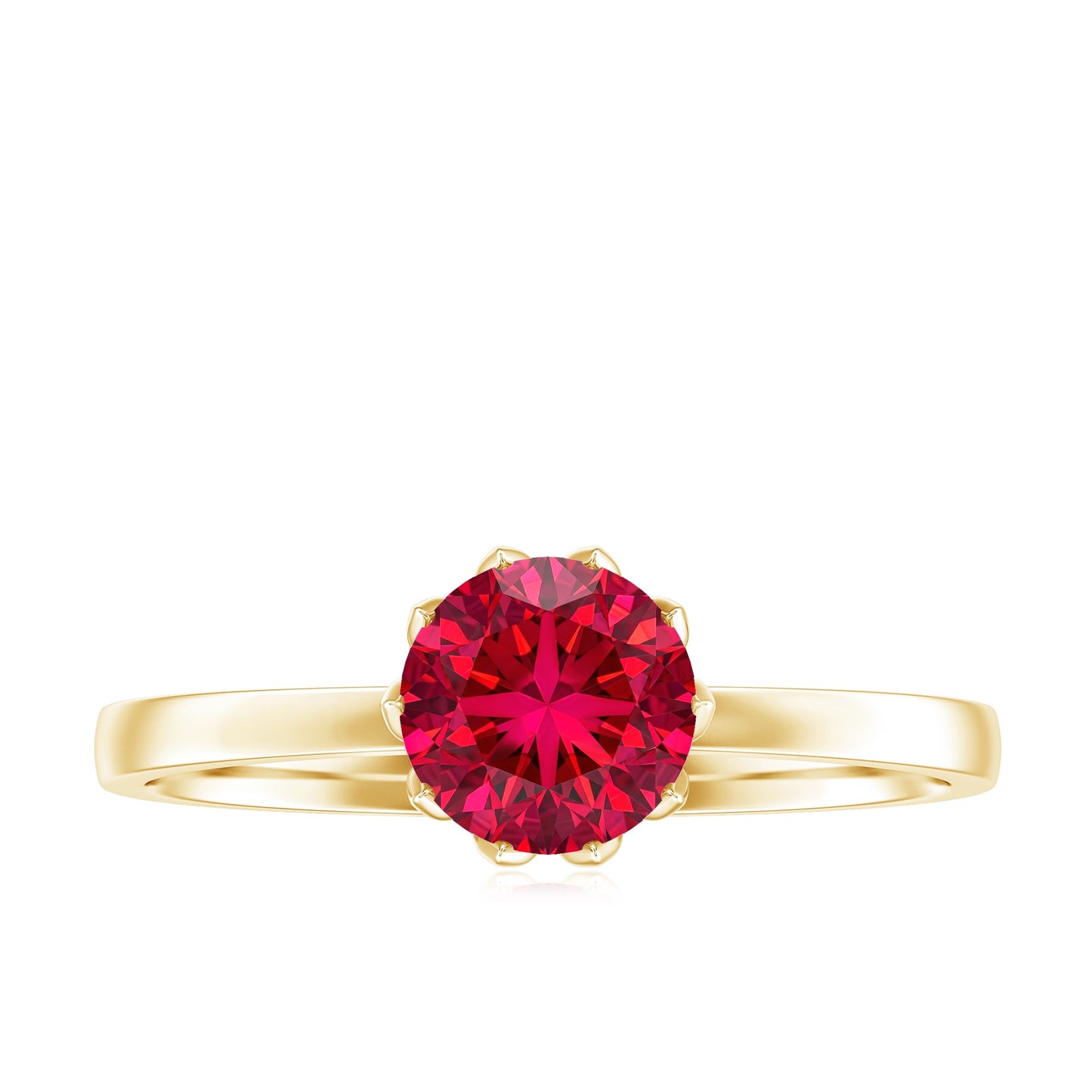 Certified 1.3 Carat Lab Grown Ruby Engagement Ring in Lotus Basket Setting