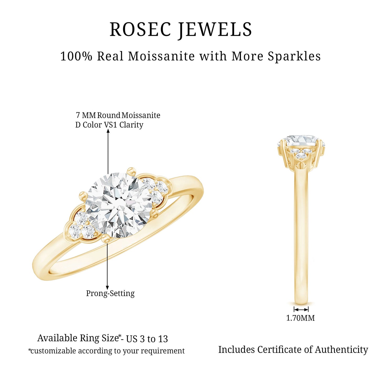 Prong Set Moissanite Classic Engagement Ring For Her