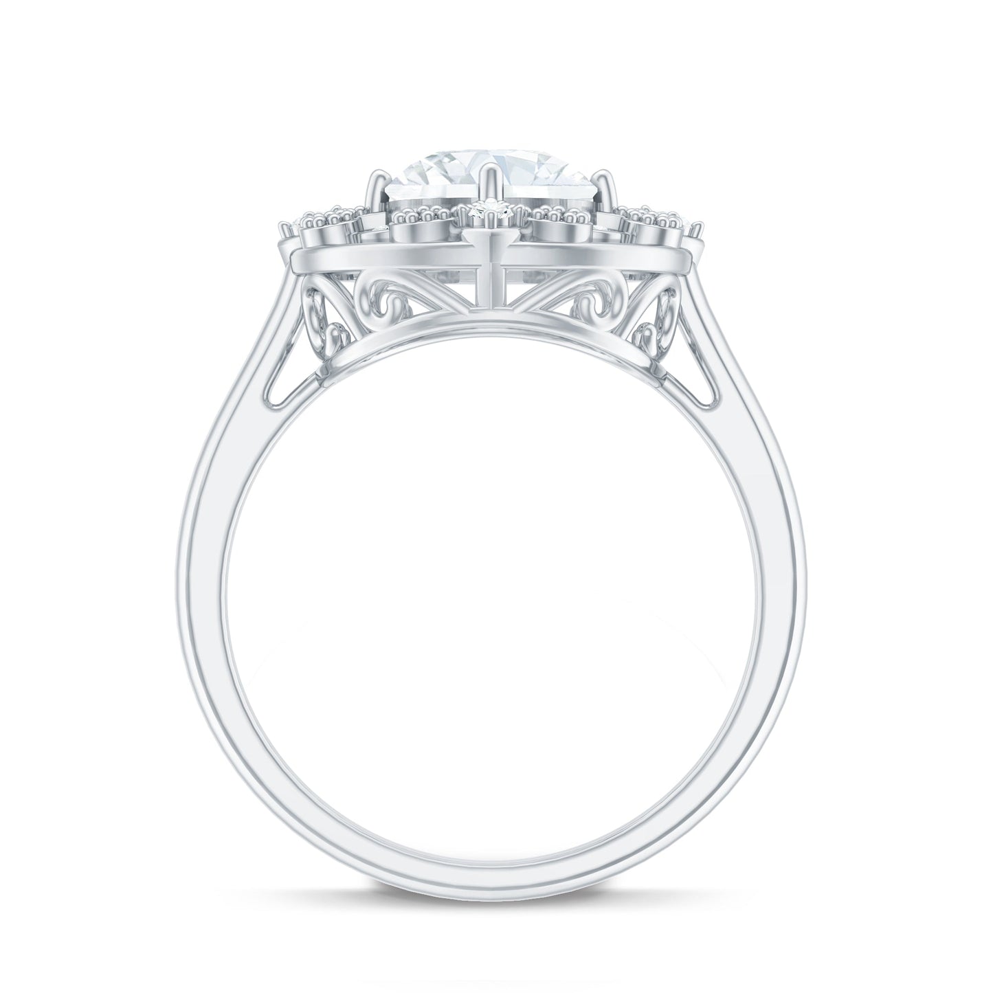 Moissanite Vintage Looking Engagement Ring with Certificate